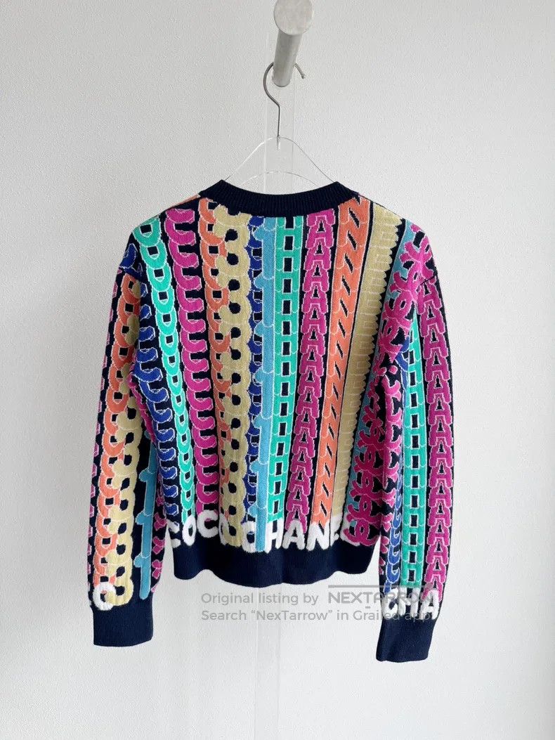 Chanel Chanel 21K colourful letter striped knitted sweater Size XXS / US 00 / IT 34 - 3 Thumbnail