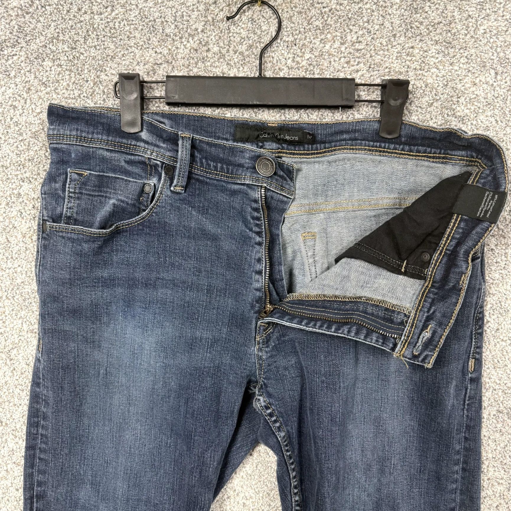 Vintage Calvin Klein Jeans Mens 34x31 Blue Straight Leg Stretch Denim Jeans Size US 34 / EU 50 - 6 Thumbnail