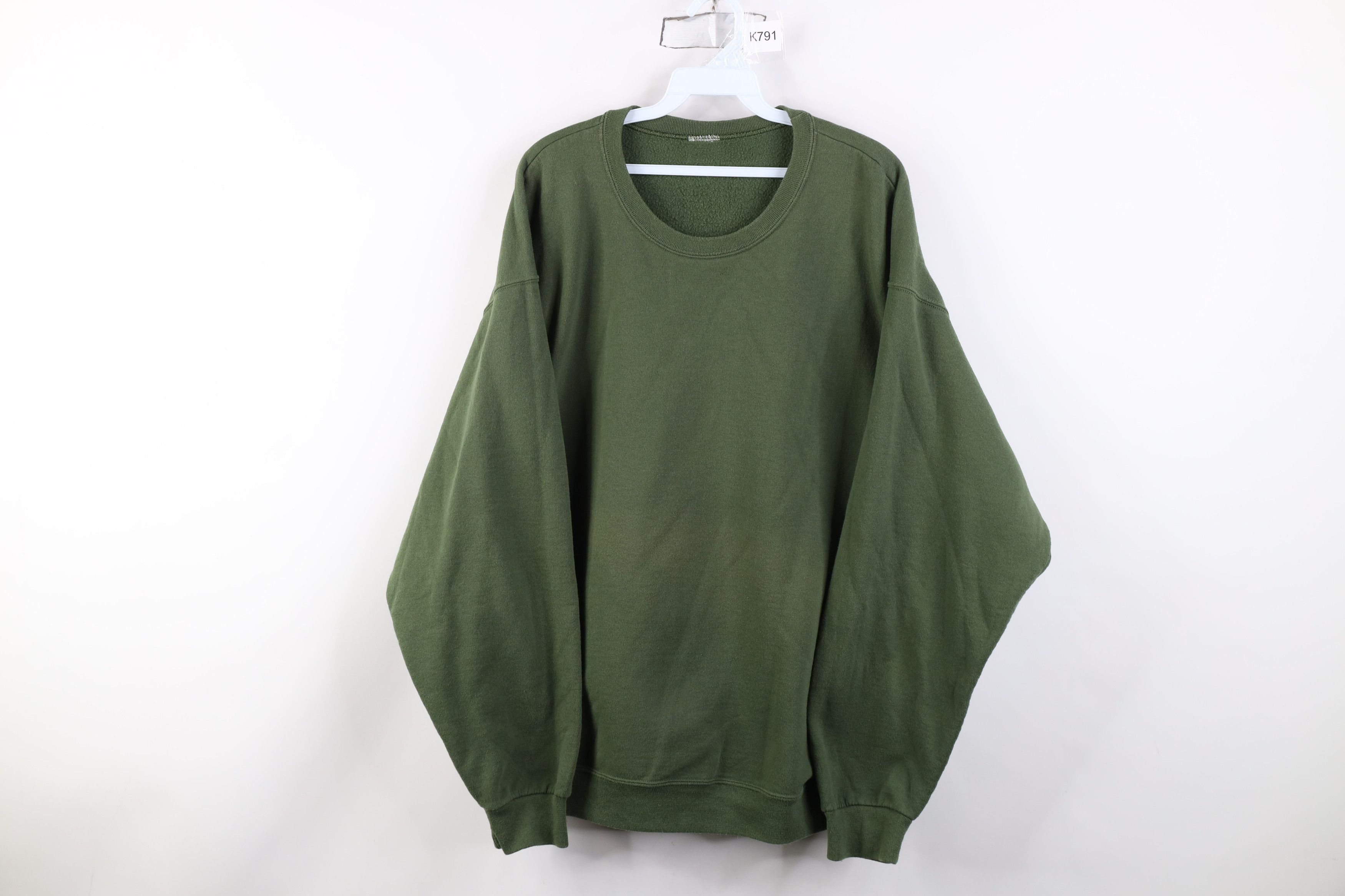 Vintage Vintage 90s Streetwear Faded Blank Crewneck Sweatshirt Green Size US XXL / EU 58 / 5 - 1 Thumbnail