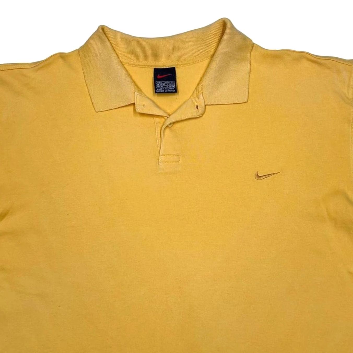 Nike VINTAGE Nike Essential Embroidered Mini Swoosh Logo Yellow Polo Shirt Top XL Mens Short Sleeve Button Collared 90s Size US XL / EU 56 / 4 - 4 Thumbnail