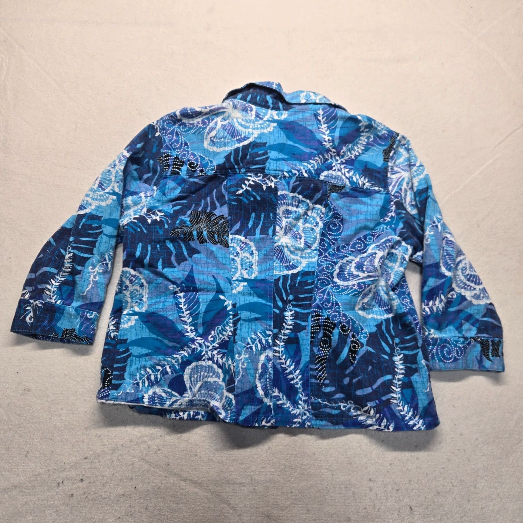 Vintage Ruby Rd Blazer Women's Floral Blue Button Long Sleeve L Adult Regular Modern Hipster Retro Jacket Blazer Size L / US 10 / IT 46 - 7 Thumbnail