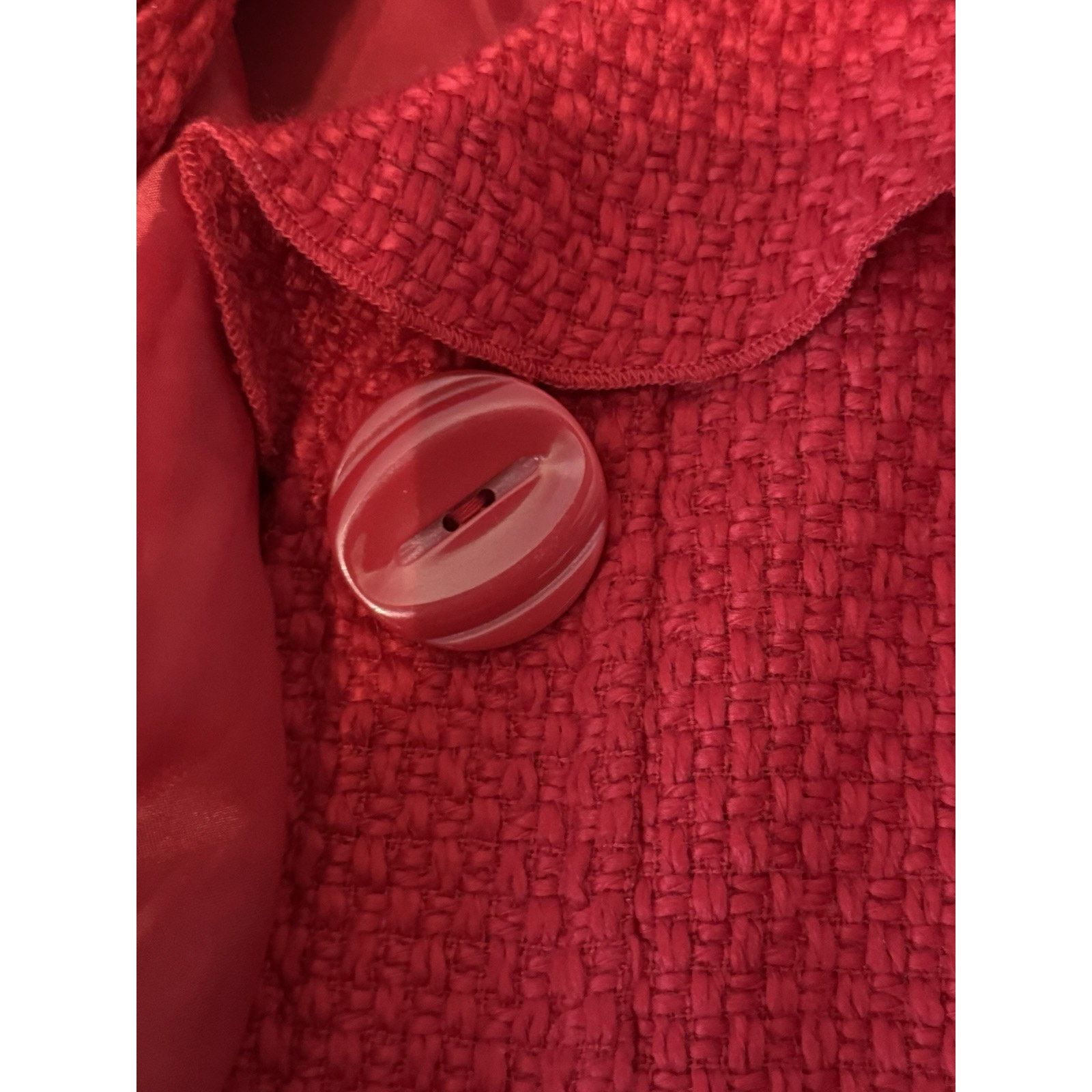 NBDN Nobrandedon Women Size24W Red Waffle Weave Ruffle Collared Jacket Lined Size 4XL / US 24-26 - 4 Thumbnail