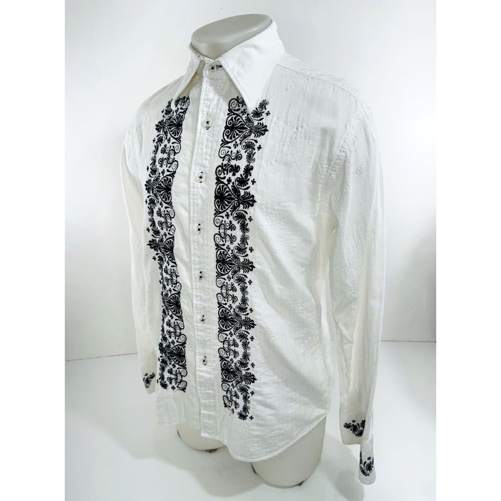 Vintage JIMI HENDRIX Experience - Embroidered Mens M Shirt Shirt Mens M White Embroidered 60s 70s Concert Size US M / EU 48-50 / 2 - 3 Thumbnail