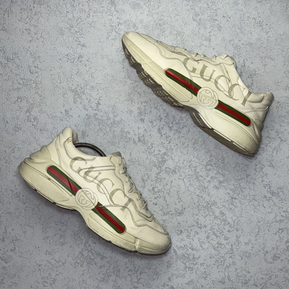 Gucci Gucci Rhyton Logo Leather Sneaker Size 12.5 Size US 12.5 / EU 45-46 - 2 Thumbnail