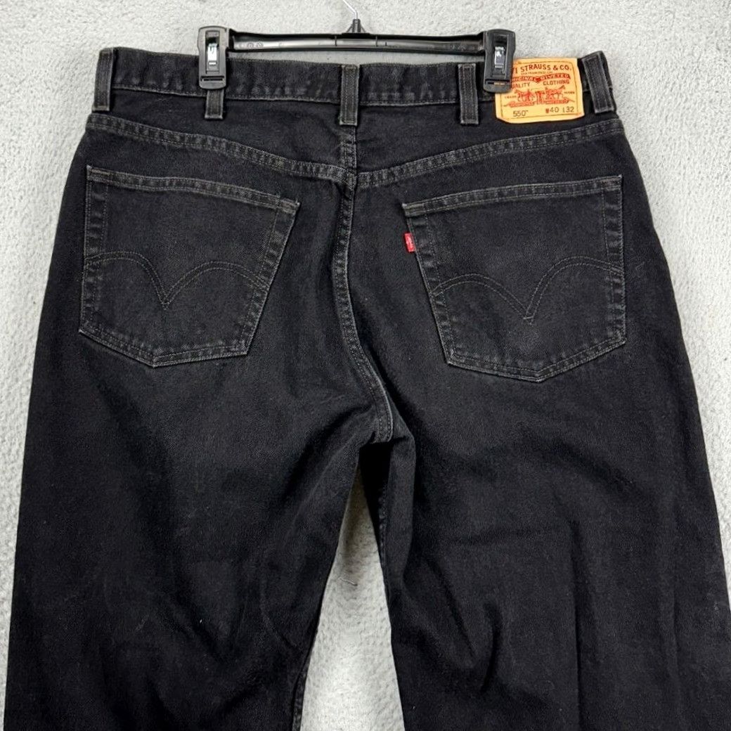 Levi's VINTAGE Levis 550 Relaxed Straight Jeans Mens 40X32 Black Red Tab 5 Pocket Denim Pants Size US 40 / EU 56 - 3 Thumbnail