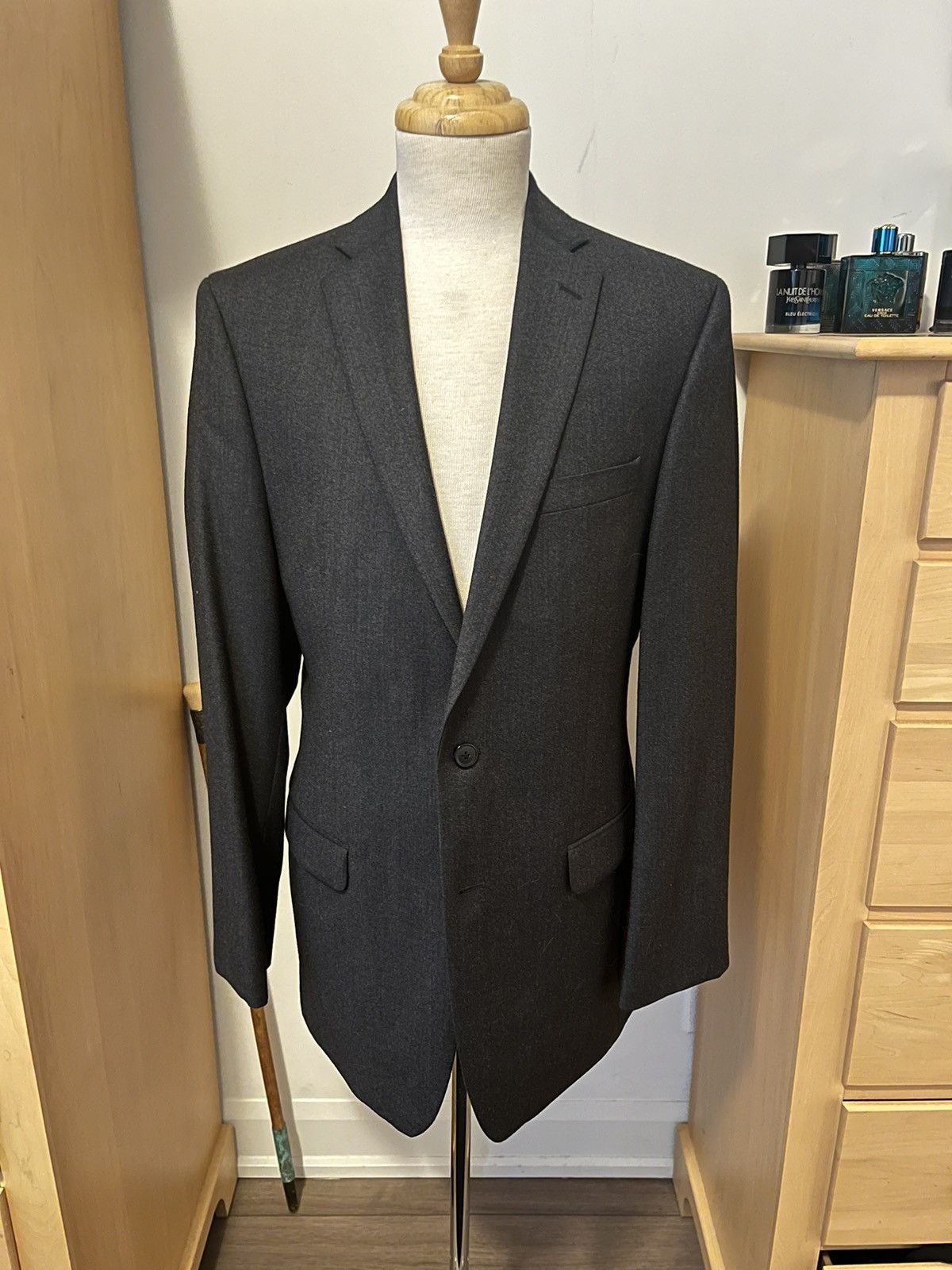 Calvin Klein Calvin Klein Gray Flannel Suit 100% Wool 2-Piece 40L Size 40L - 2 Thumbnail