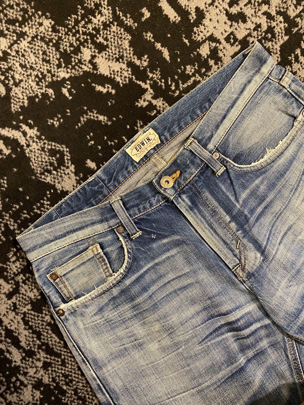 Edwin Edwin XV Distressed Ripped Washed Japan Denim Size US 33 - 3 Thumbnail