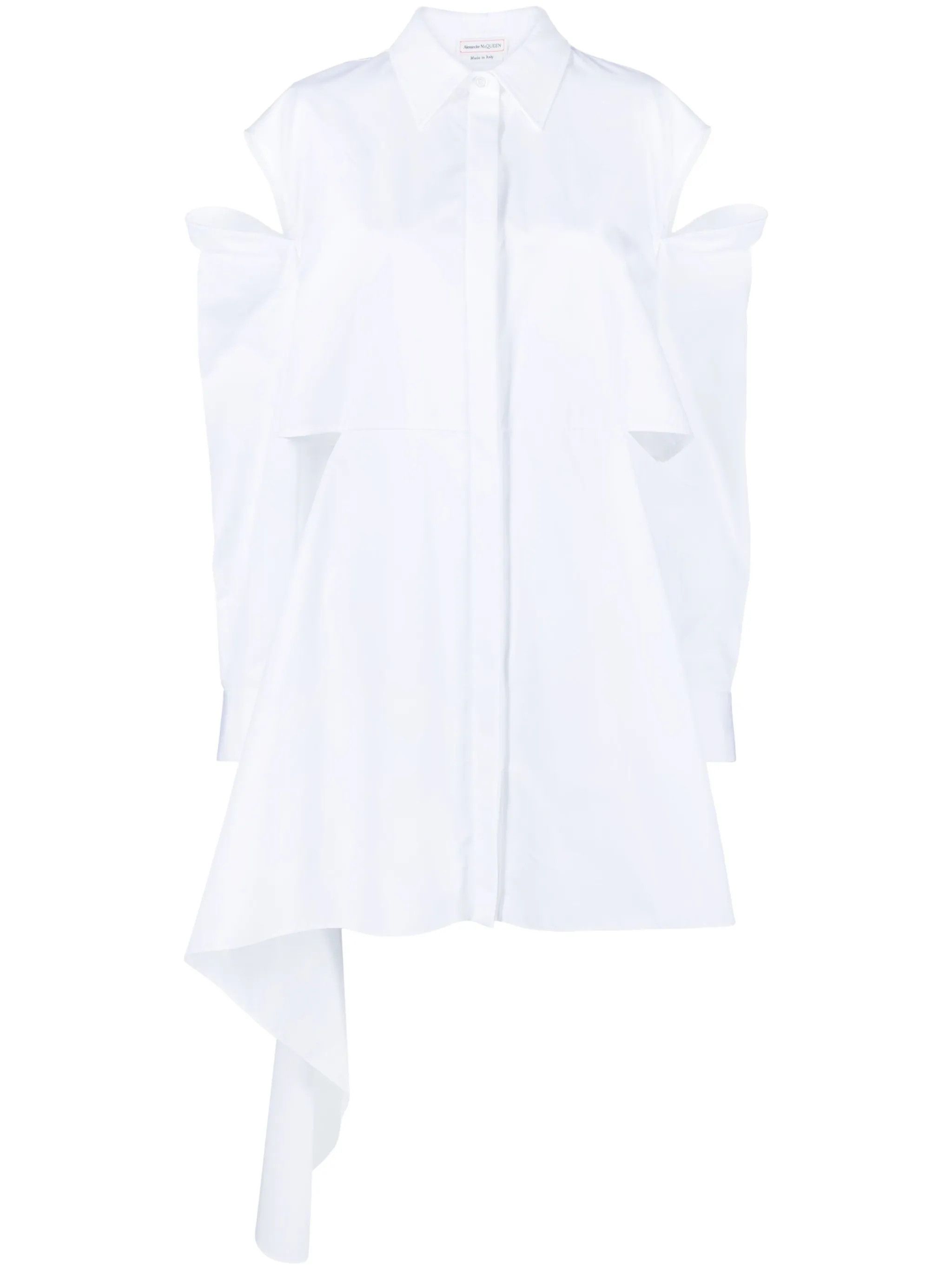 Alexander McQueen o1y0325 Shirt Mini Dress in White Size M / US 6-8 / IT 42-44 - 1 Thumbnail