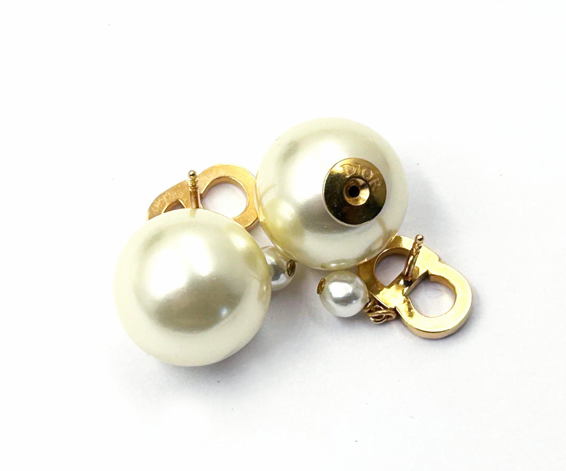 Dior Dior Tribales Gold CC Crystal Pearl Piercing Earrings Size ONE SIZE - 4 Thumbnail