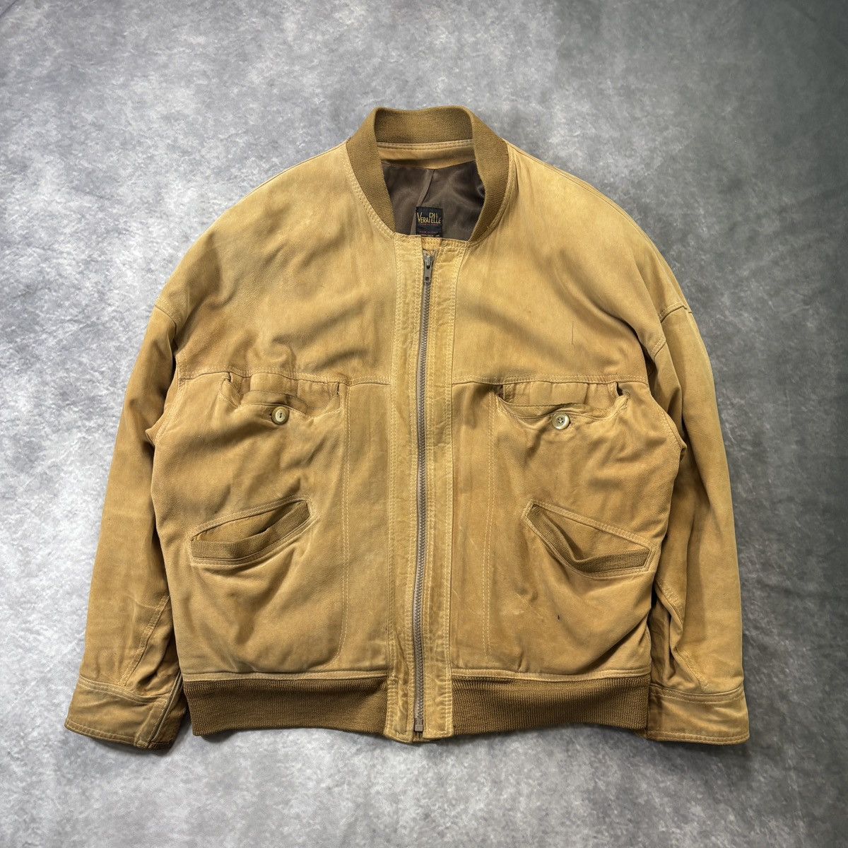 Vera Pelle × Vintage Vintage Suede Bomber Jacket Made in Italy Relaxed Fit 1970s Size US M / EU 48-50 / 2 - 11 Thumbnail