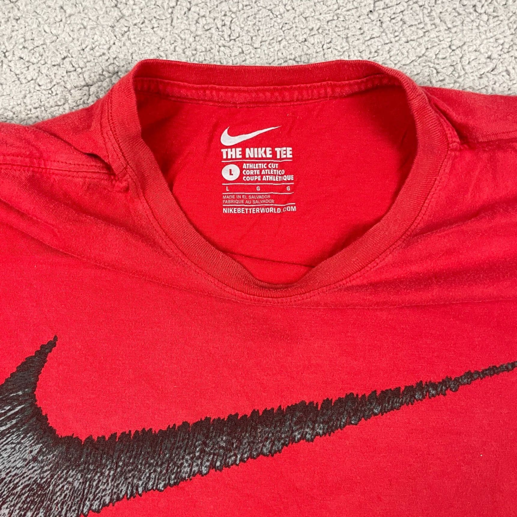Nike Nike Shirt Mens Large Black Red Logo Graphic Swoosh Check Workout Tshirt Size US L / EU 52-54 / 3 - 5 Thumbnail