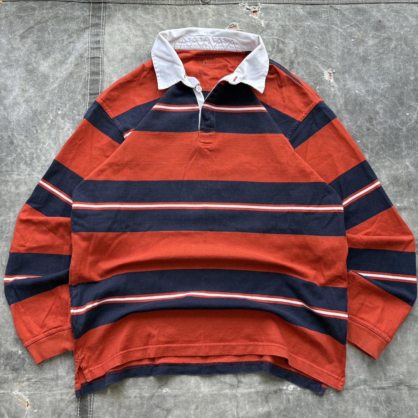 Arrow Vintage Y2K Arrow Striped Grunge Preppy Rugby Polo Shirt Size US L / EU 52-54 / 3 - 1 Thumbnail