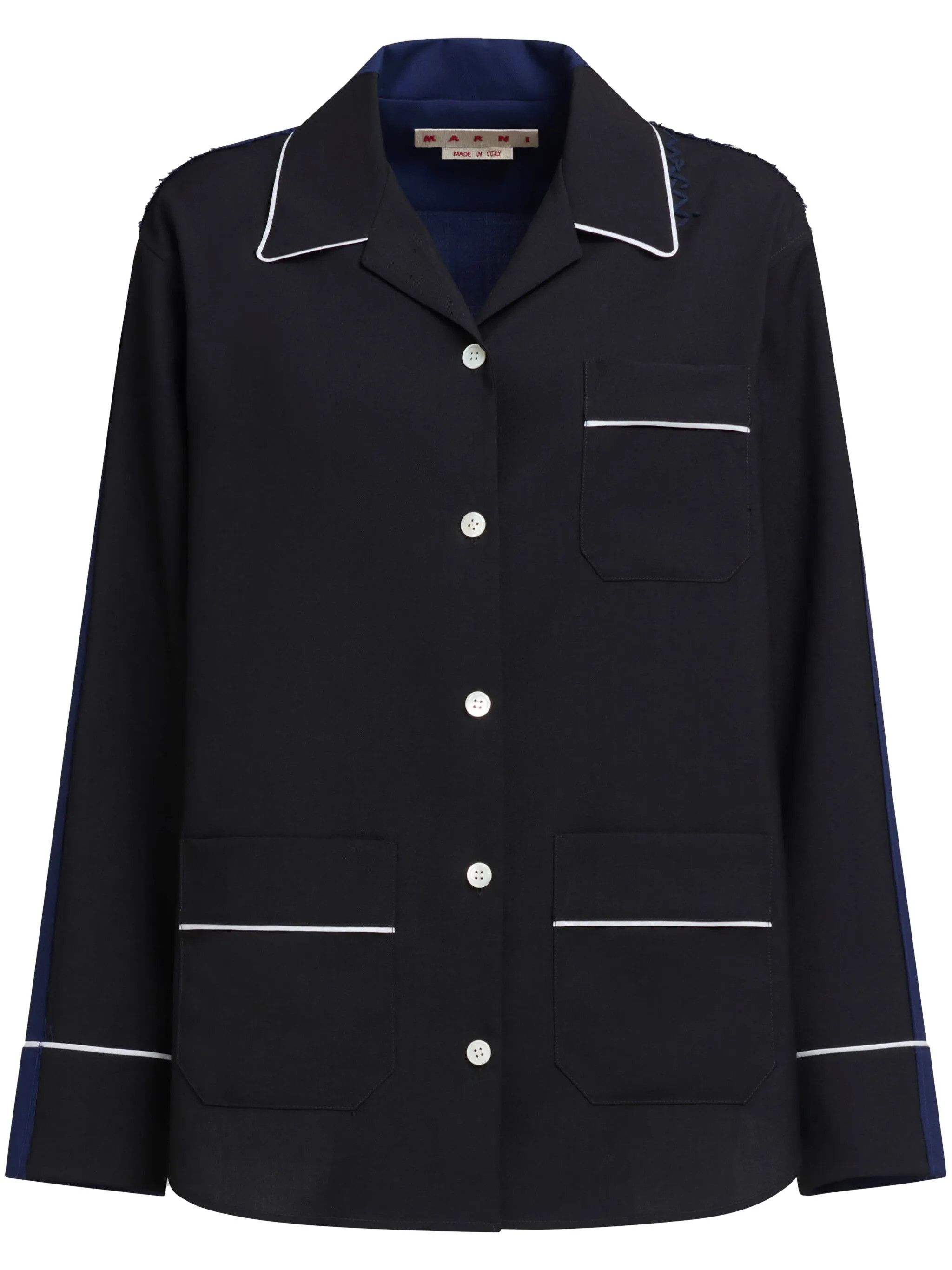 Marni o1s22i1n0525 Wool Shirt in Black Size M / US 6-8 / IT 42-44 - 1 Thumbnail