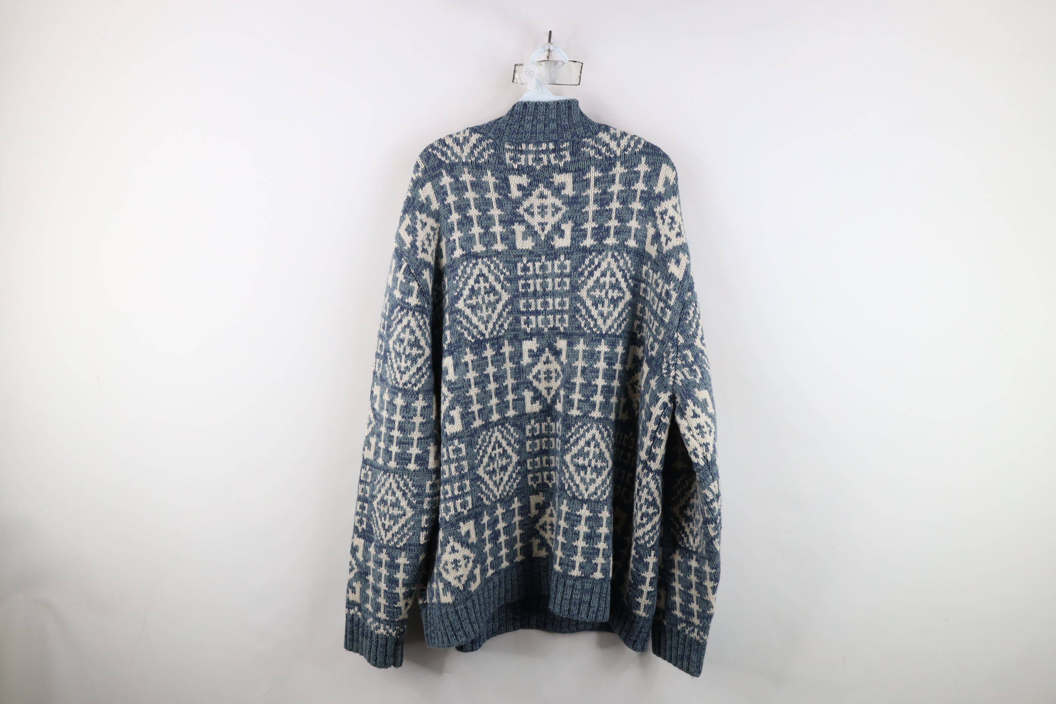 Vintage Vintage 90s Streetwear Knit Fair Isle Mock Neck Sweater Size US XL / EU 56 / 4 - 7 Thumbnail