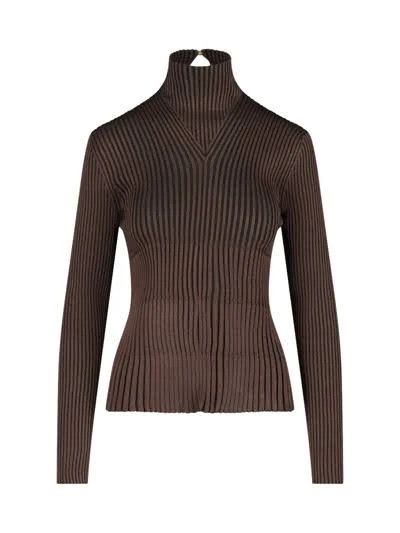 image of Bottega Veneta O1Loc1C0324 715441 Plissé Jumper In Brown, Women's (Size XL)