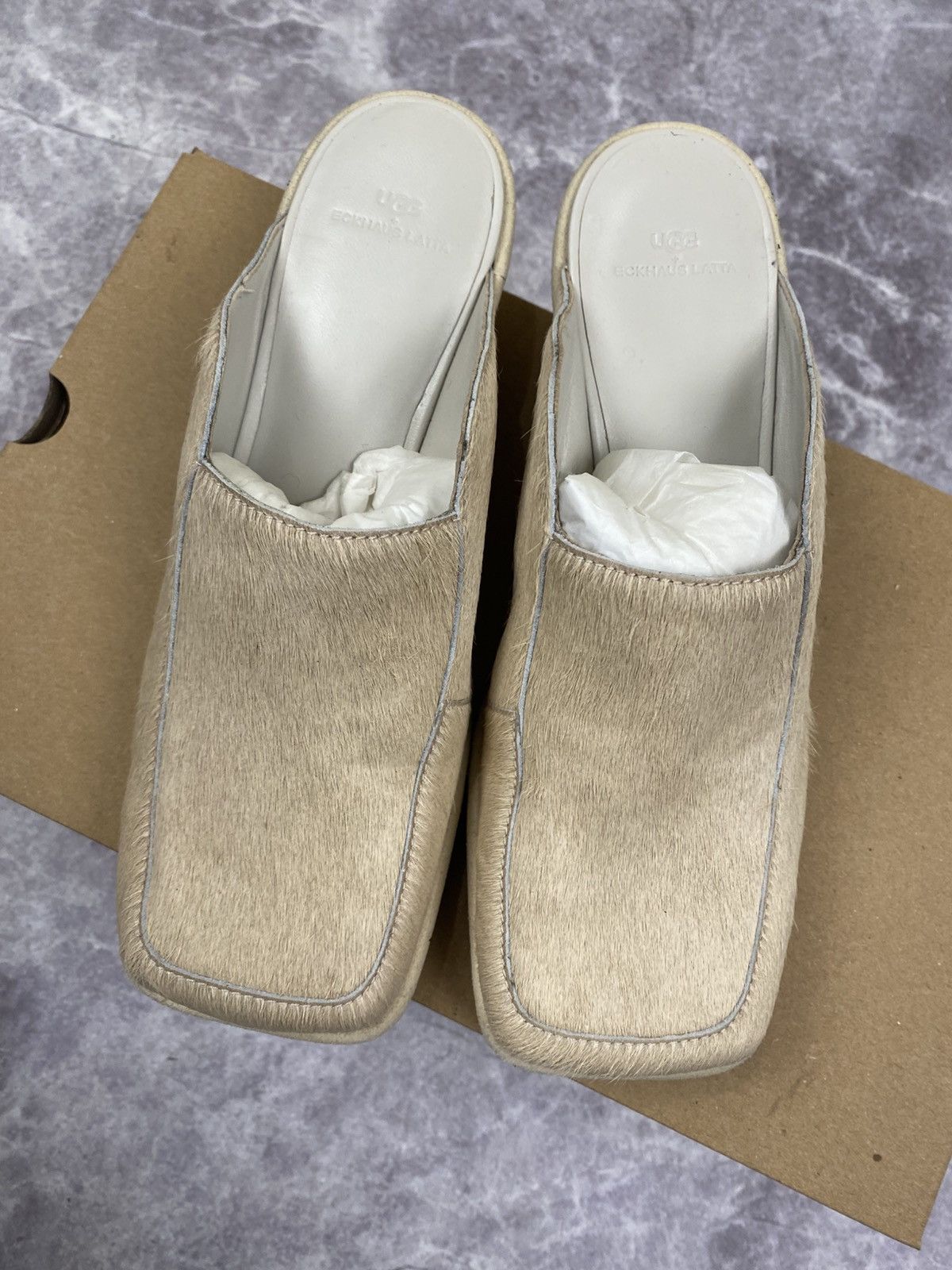 Eckhaus Latta Ugg x Eckhaus Latta Cowboy Block Fur Mules Size: 37 Size US 7 / IT 37 - 2 Thumbnail
