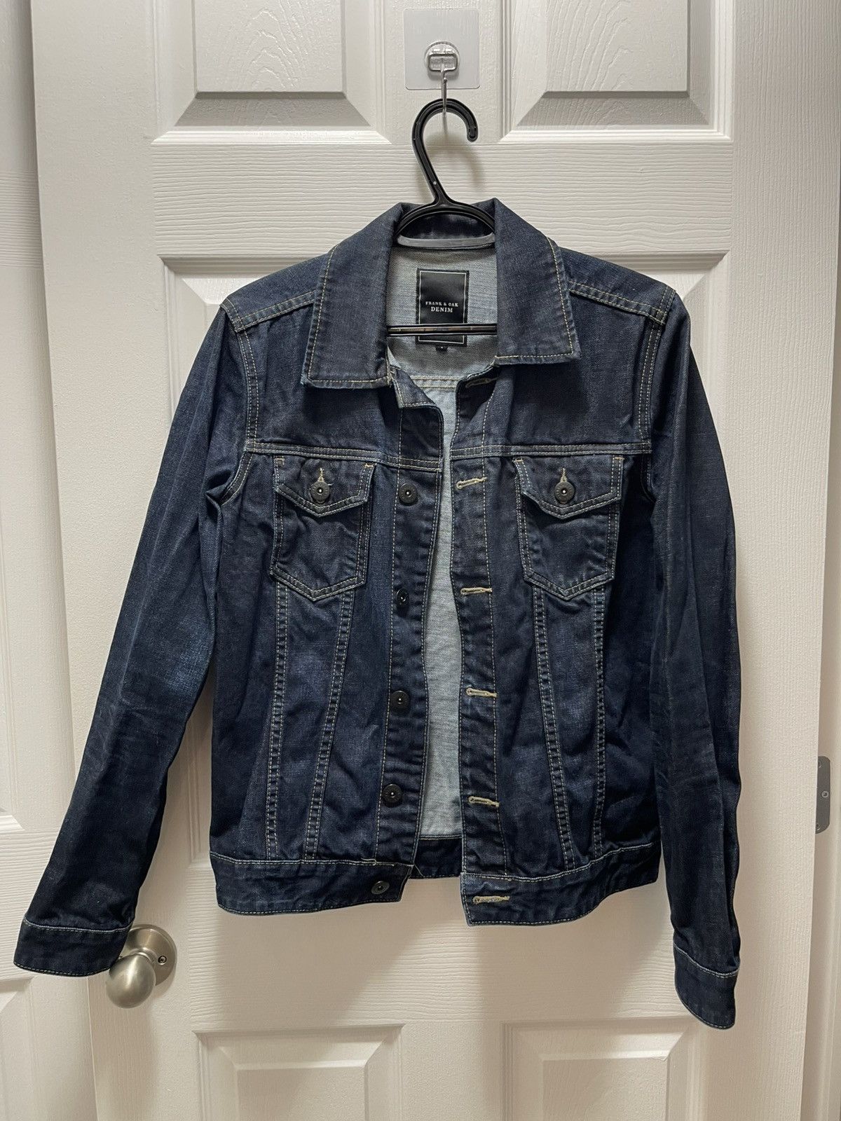 Designer × Frank And Oak × Vintage Frank And Oak Dark Denim Jacket Designer Streetwear Opium Size US S / EU 44-46 / 1 - 1 Thumbnail