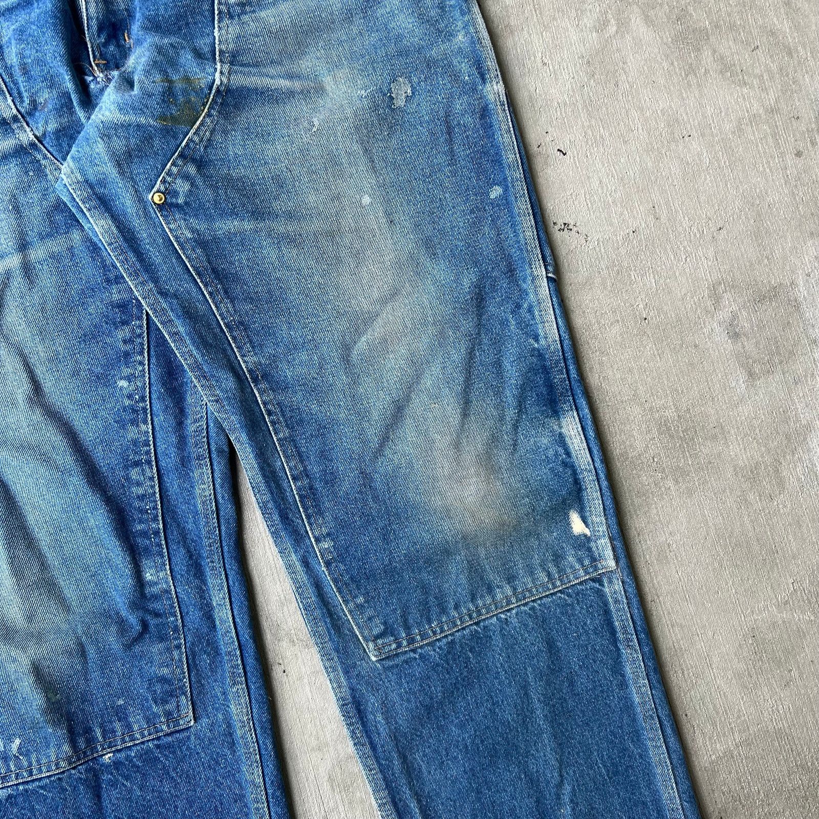 Carhartt × Vintage Carhartt faded blue denim jeans double knee work wear pants Size US 37 - 4 Thumbnail