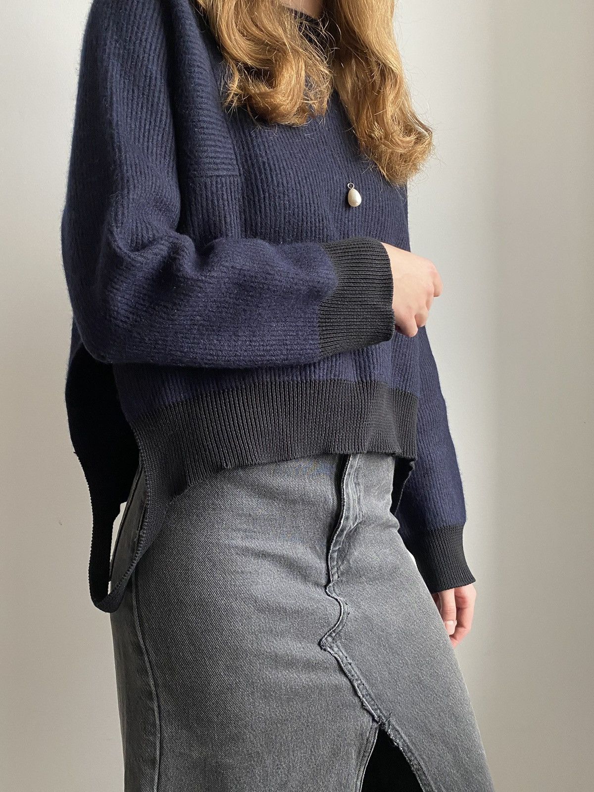 Helmut Lang HELMUT LANG WOMEN NAVY BLUE SWEATER COTTON WOOL SIZE S Size S / US 4 / IT 40 - 16 Thumbnail