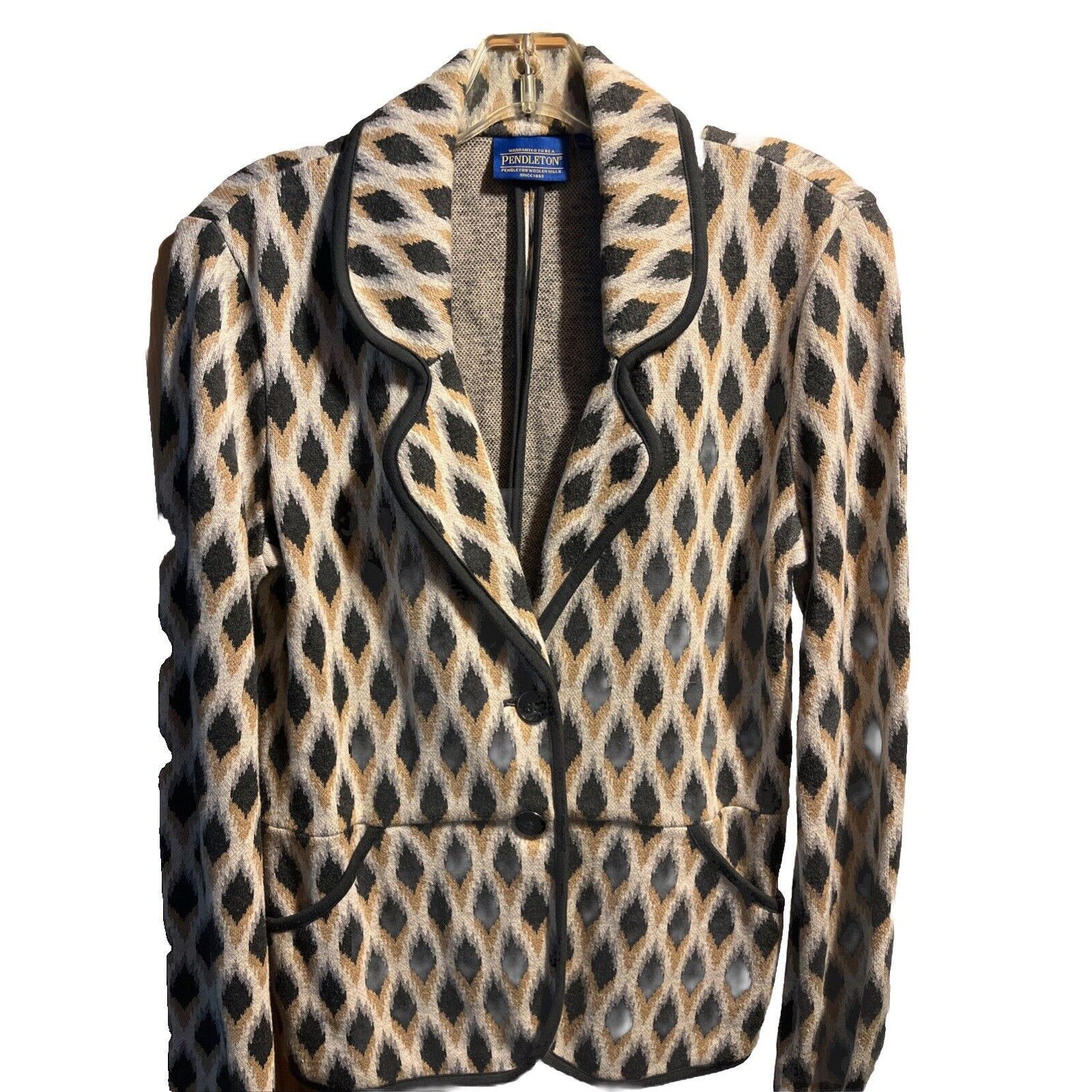 Pendleton Pendleton Brown Cotton Diamond Argyle Blazer Jacket Womens S Size S / US 4 / IT 40 - 1 Thumbnail