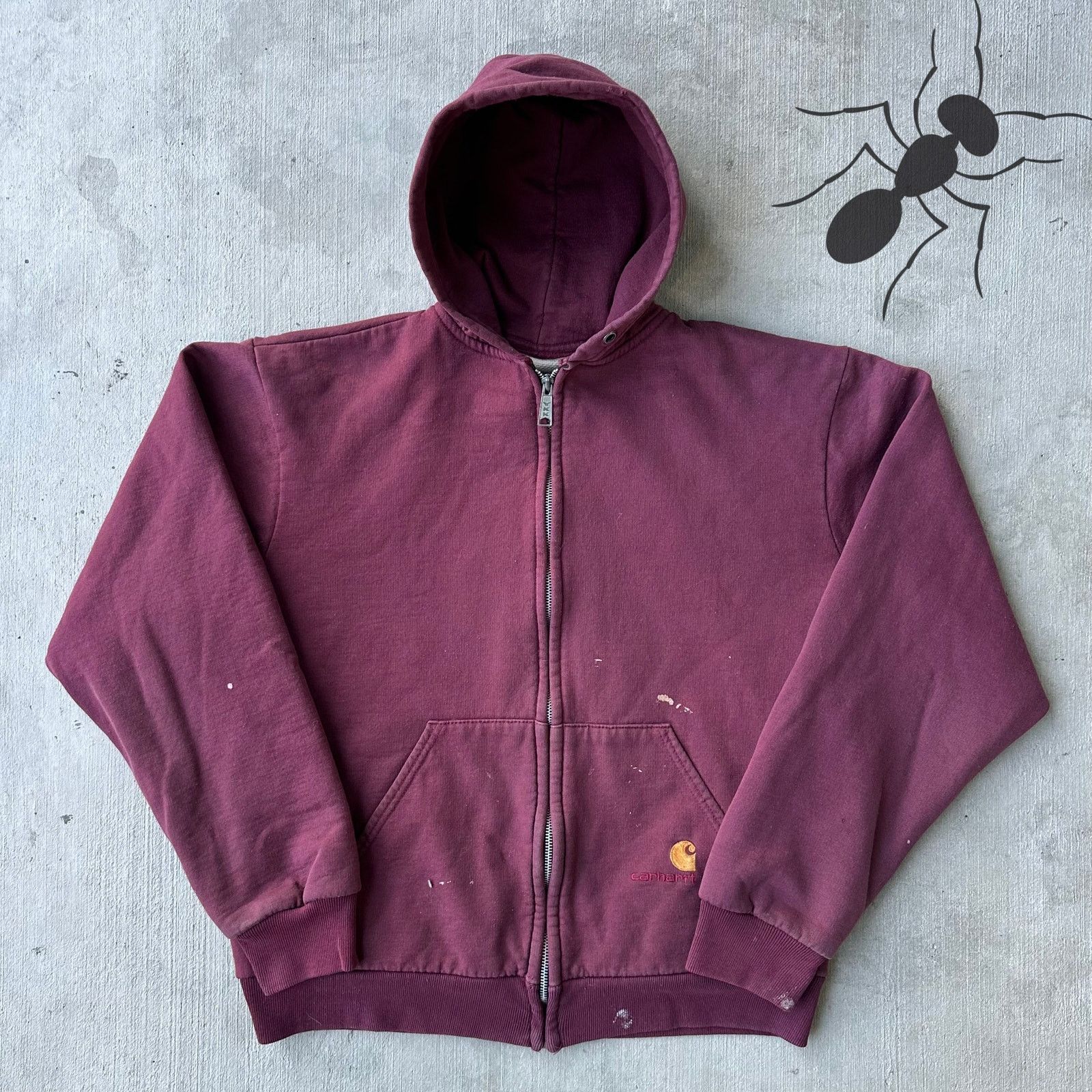 Vintage Y2K Carhartt burgundy red hoodie sweatshirt jacket