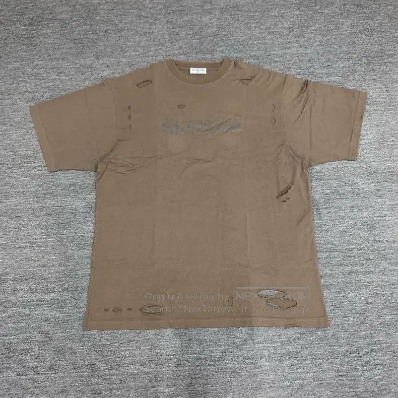 Balenciaga Brown large destroyed short-sleeve size S