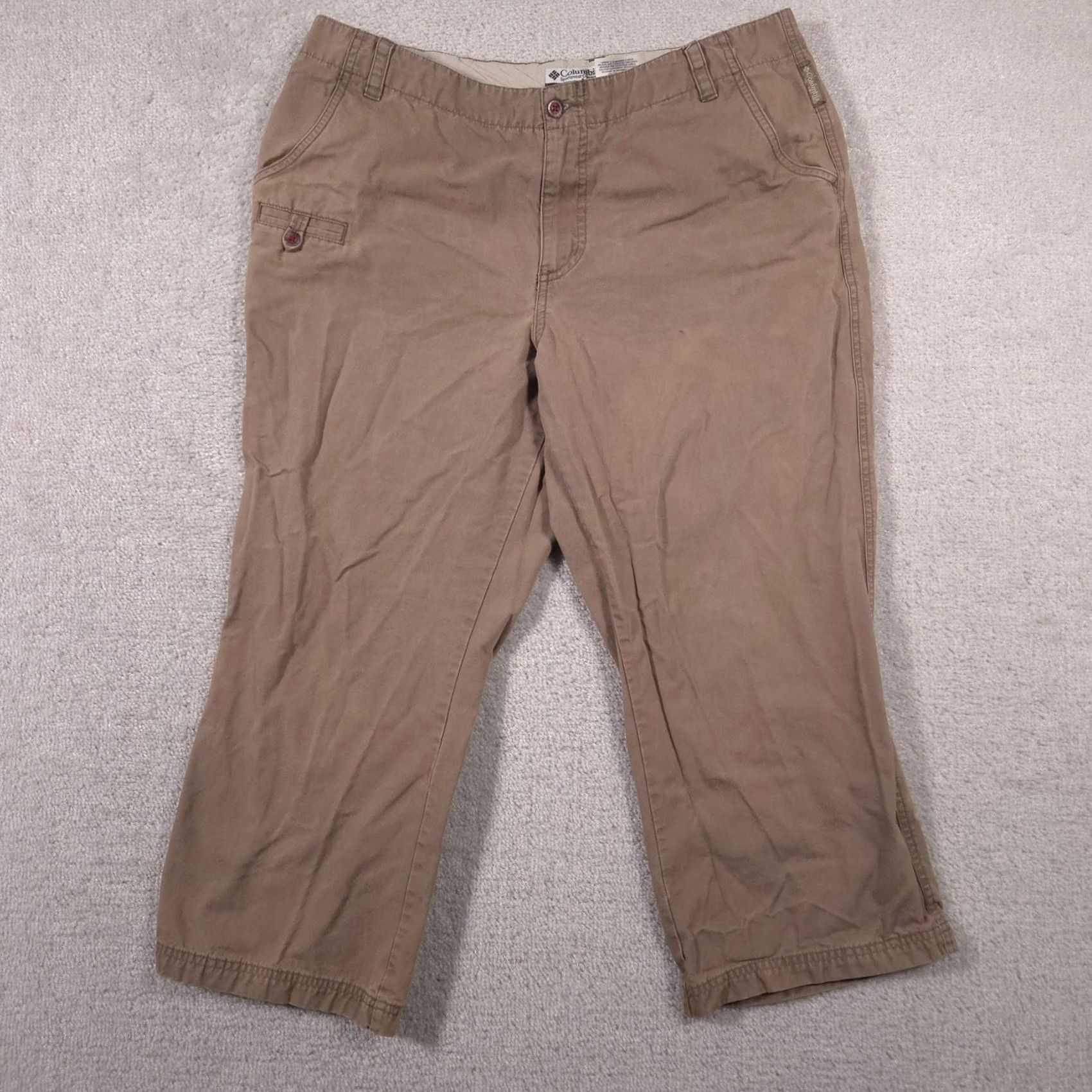 Vintage Columbia Capri Pants Womens 14 Khaki Cotton Casual Outdoor Travel Hiking Capris Pants Size 36" / US 14 / IT 50 - 2 Thumbnail