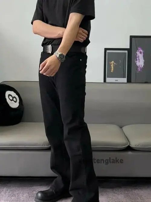 Jean Black Stacked Flare Denim Jeans Size US 32 / EU 48 - 7 Thumbnail