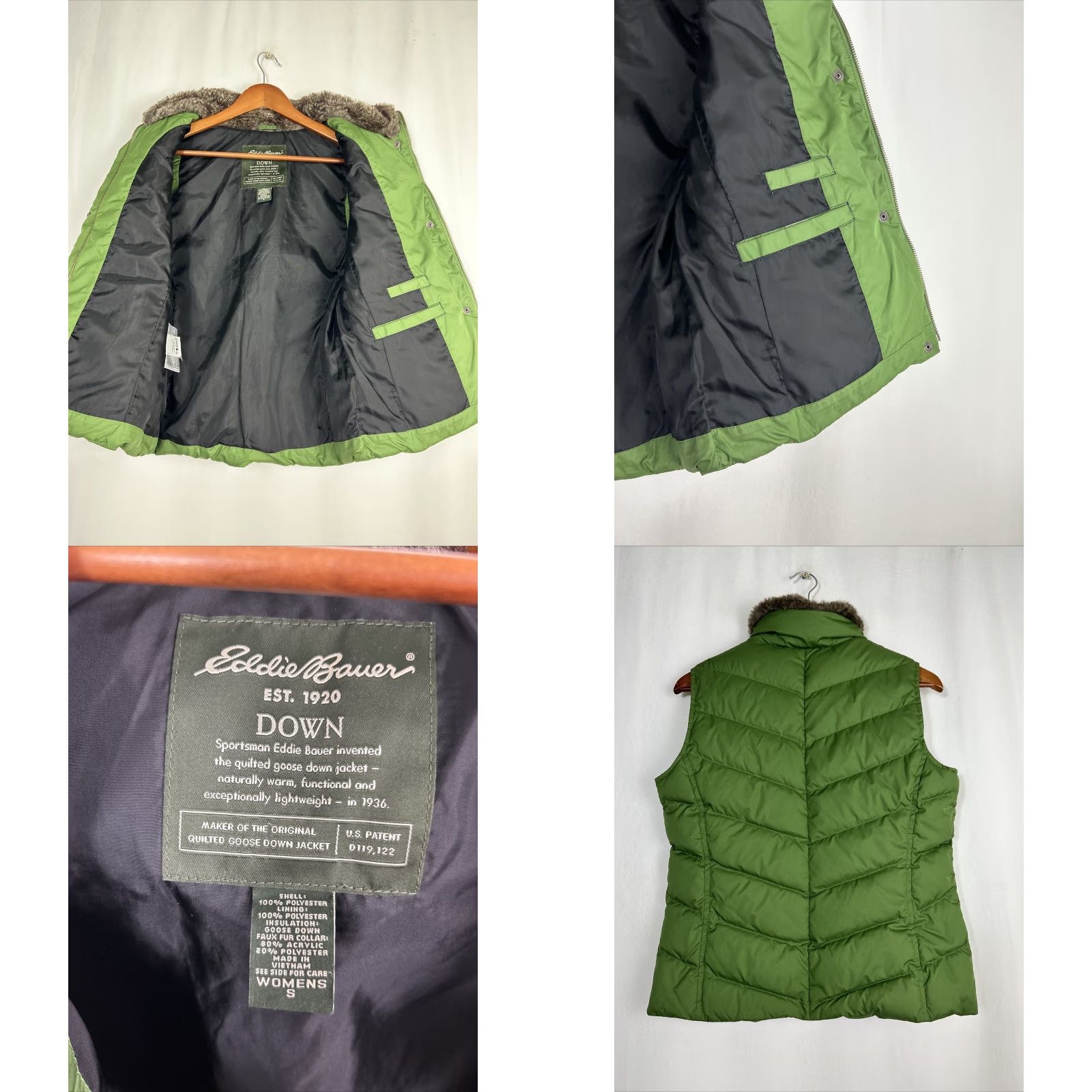 Eddie Bauer Eddie Bauer Vest Puffer Down Womens Small Army Green Faux Fur Collar Stains Size S / US 4 / IT 40 - 8 Thumbnail