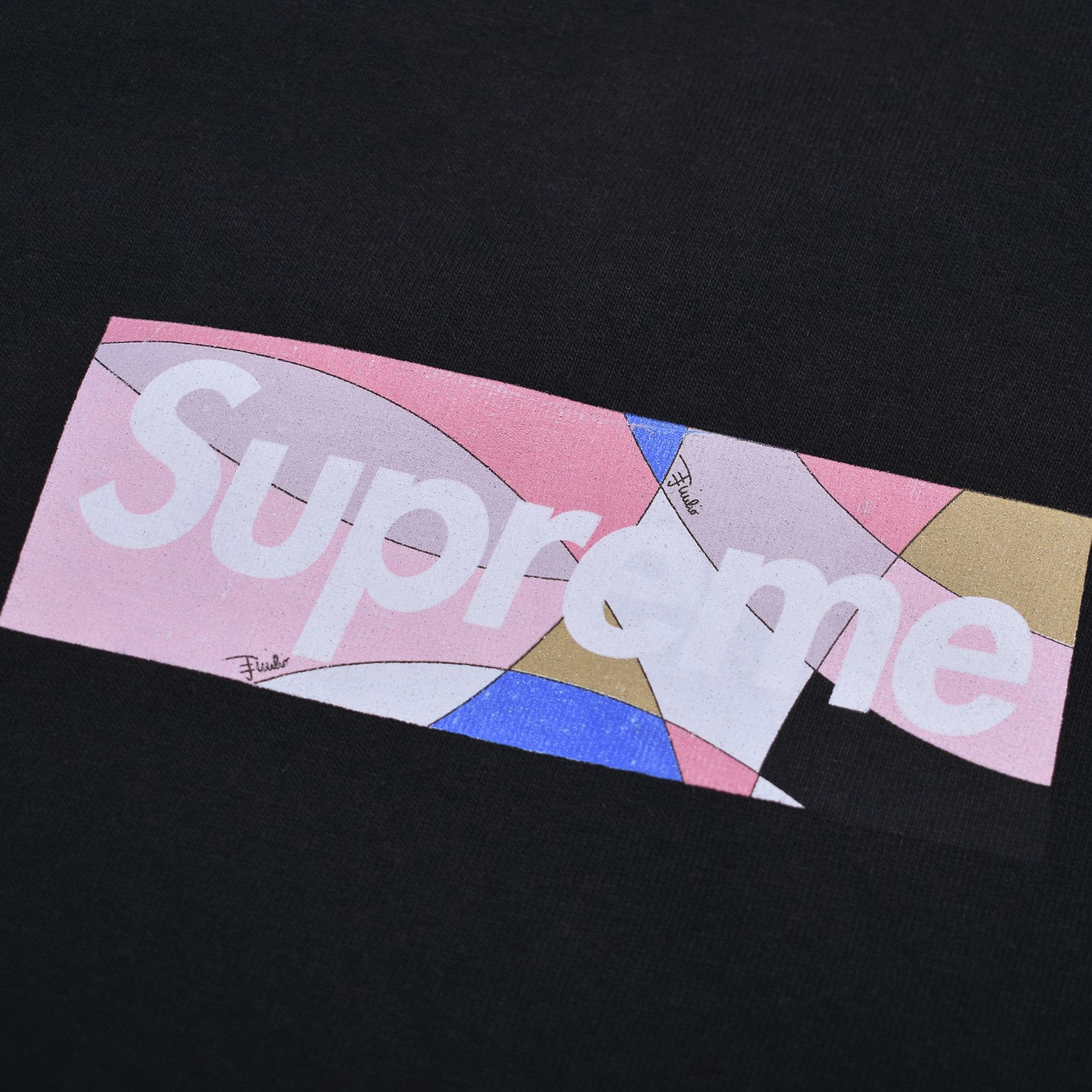 SUPREME X EMILIO PUCCI BLACK BOX LOGO T-SHIRT SS21
