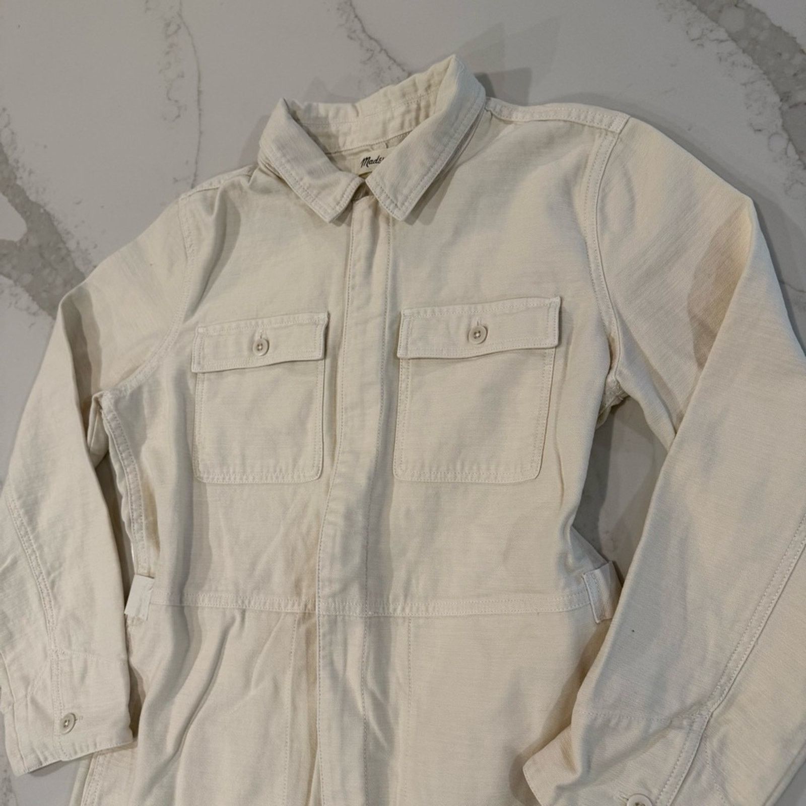 Madewell Madewell Long Sleeved Utility Coveralls Women’s Medium Ivory Size 32" / US 10 / IT 46 - 4 Thumbnail