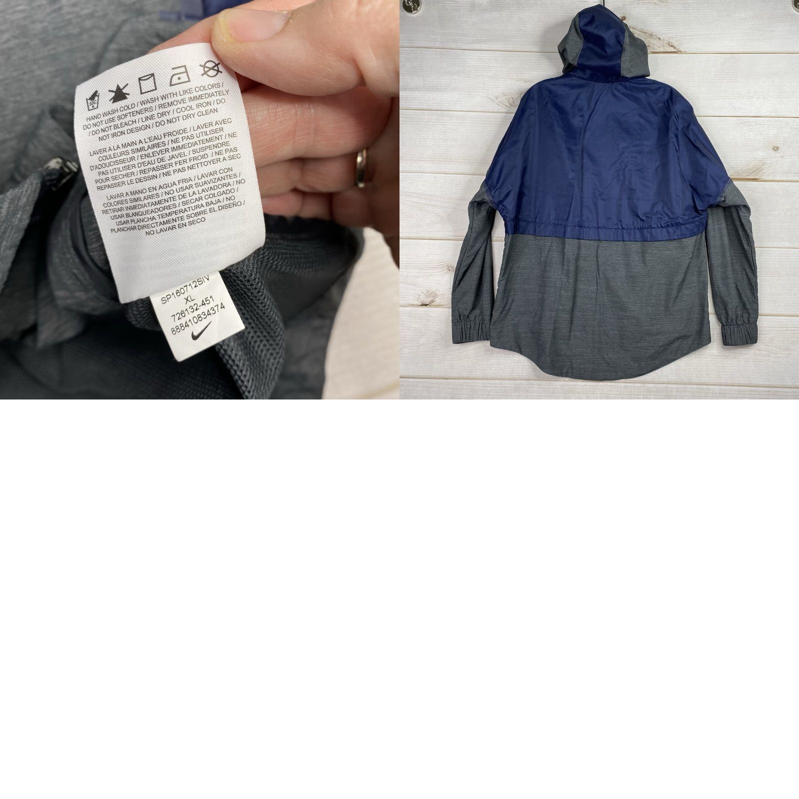 Nike VINTAGE Nike Windrunner Windbreaker Jacket Mens XL Blue Gray Hooded Full Zip Lightweight Size US XL / EU 56 / 4 - 8 Thumbnail