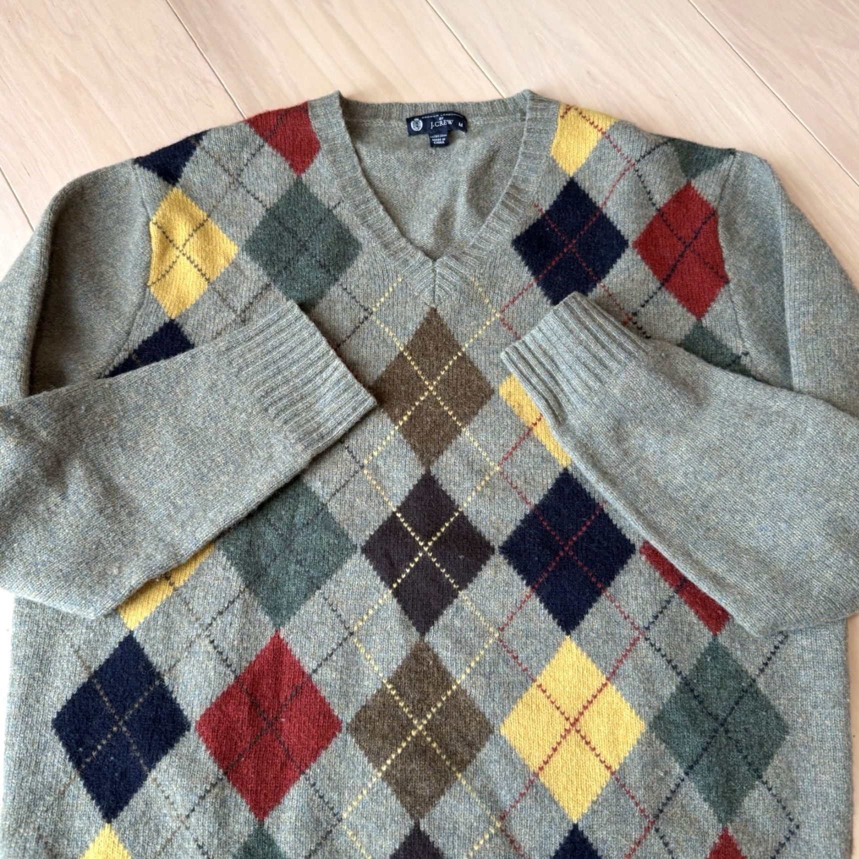 J.Crew J.CREW Argyle Wool Sweater M Multicolor V Neck Pullover Knit Mens Regular Pullover Autumn Winter Size US M / EU 48-50 / 2 - 4 Thumbnail