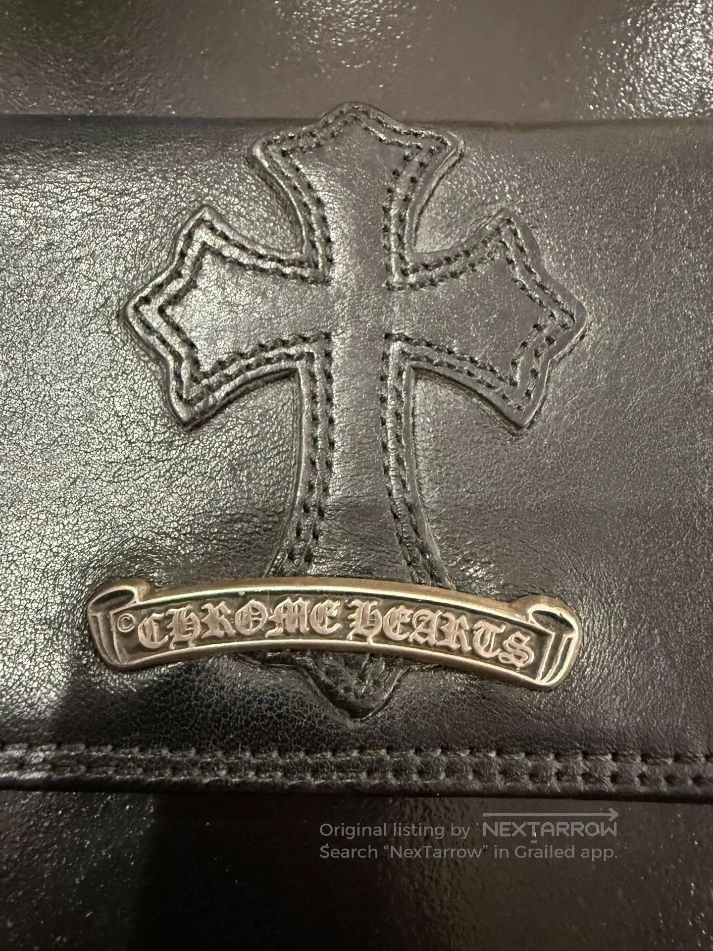 Chrome Hearts Chrome Hearts Silver Cross Leather Card Holder. Size ONE SIZE - 4 Thumbnail