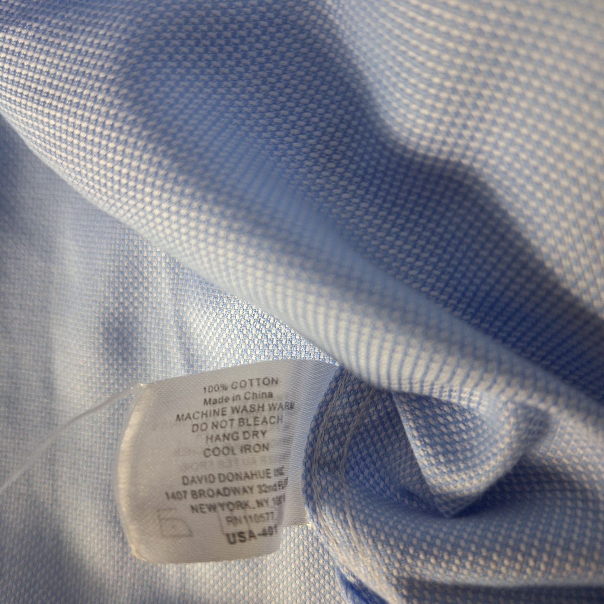 David Donahue David Donahue Dress Shirt Blue Micro Houndstooth Check Cotto Size US L / EU 52-54 / 3 - 6 Thumbnail