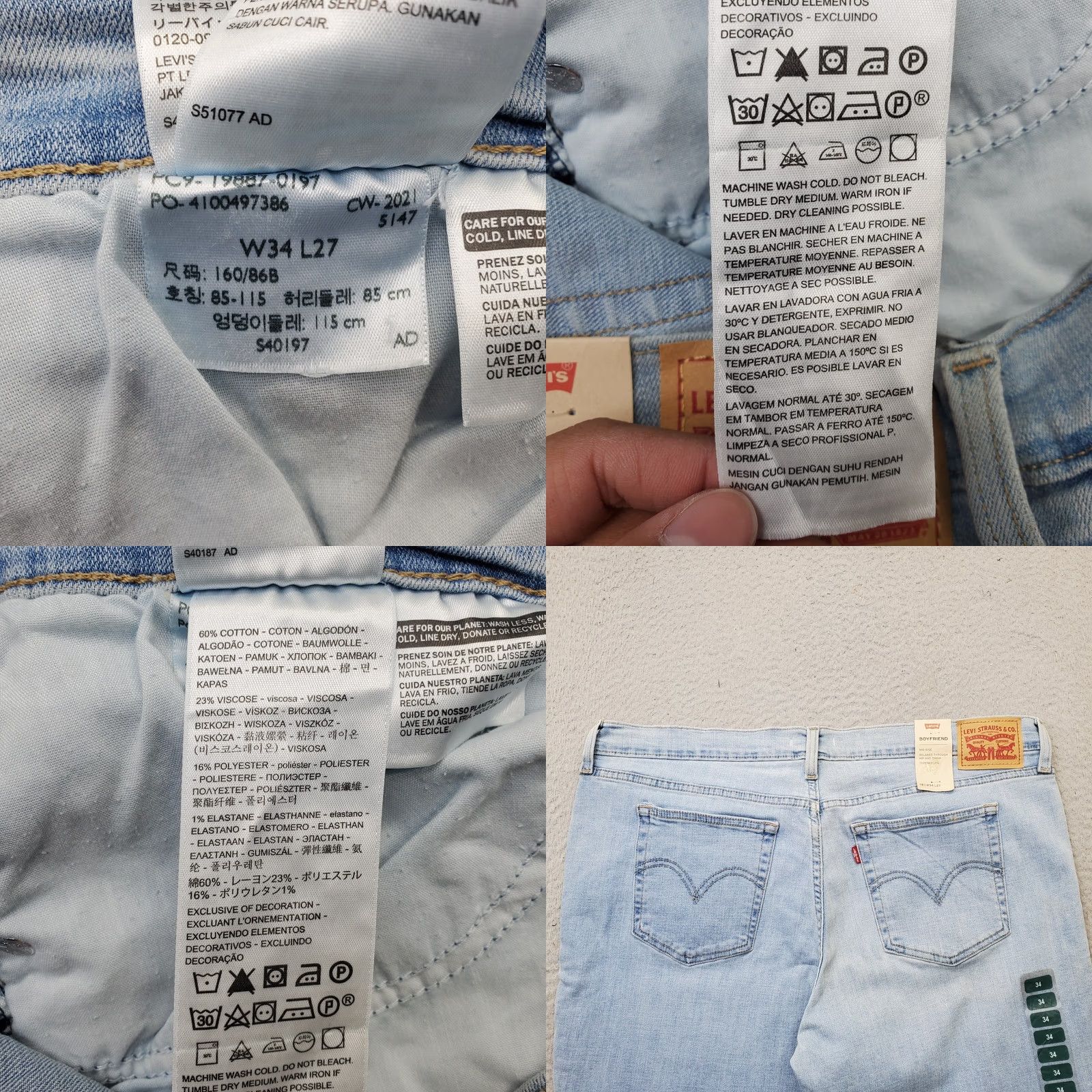 Levi's Levi's Womens 34 Levi's Boyfriend Jeans Blue Denim Relaxed Fit Mid Rise 34 Slightly? Size 24" / US 00 / IT 34 - 9 Thumbnail