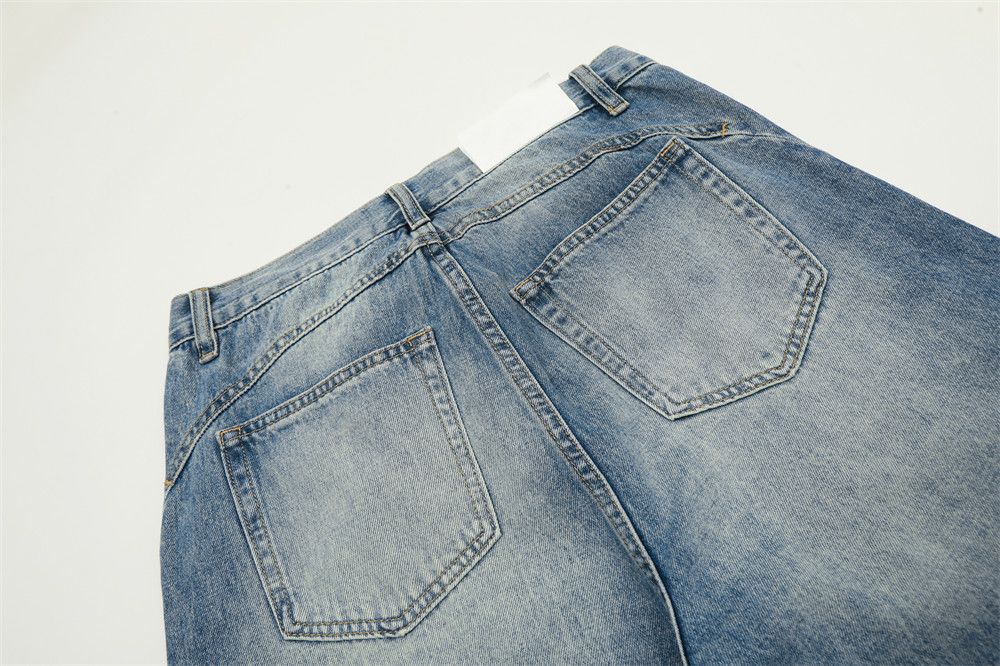 Japanese Brand × Jean Men's punk distressed washed raw edge straight ripped jeans Size US 32 / EU 48 - 5 Thumbnail