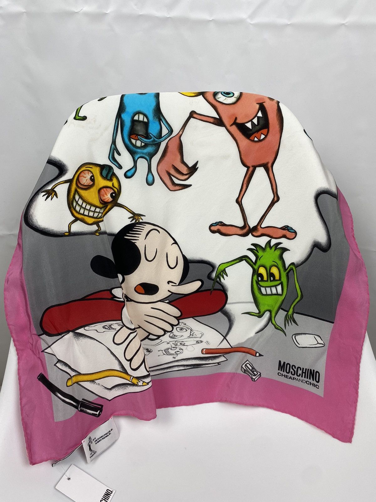 Moschino Moschino Cheap and Chic Seta Scarf Printed Monsters New Size ONE SIZE - 3 Thumbnail