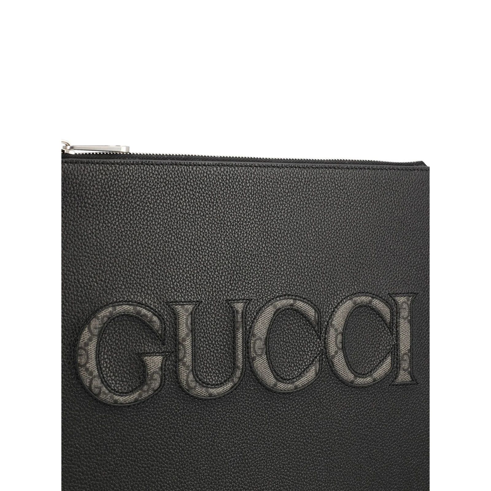 Gucci GUCCI Black Leather Pouch New & Authentic Size ONE SIZE - 4 Thumbnail
