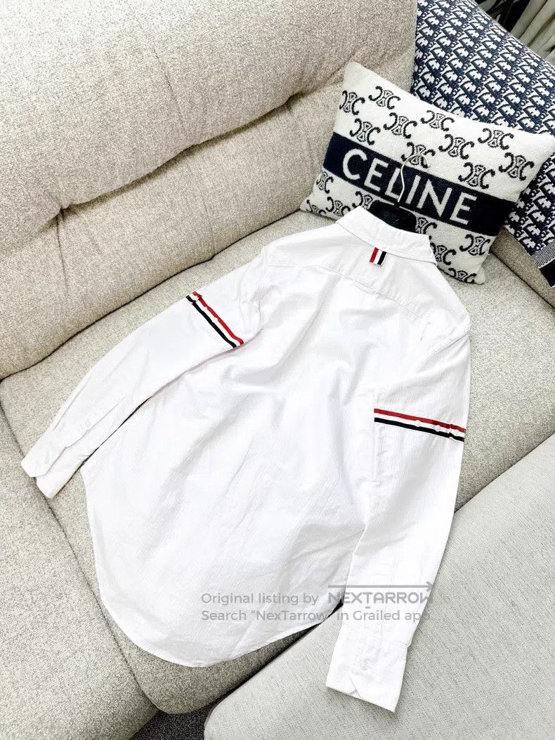 Thom Browne Thom Browne Pink and White Striped Long Sleeve Shirt Size US XXS / EU 40 - 3 Thumbnail