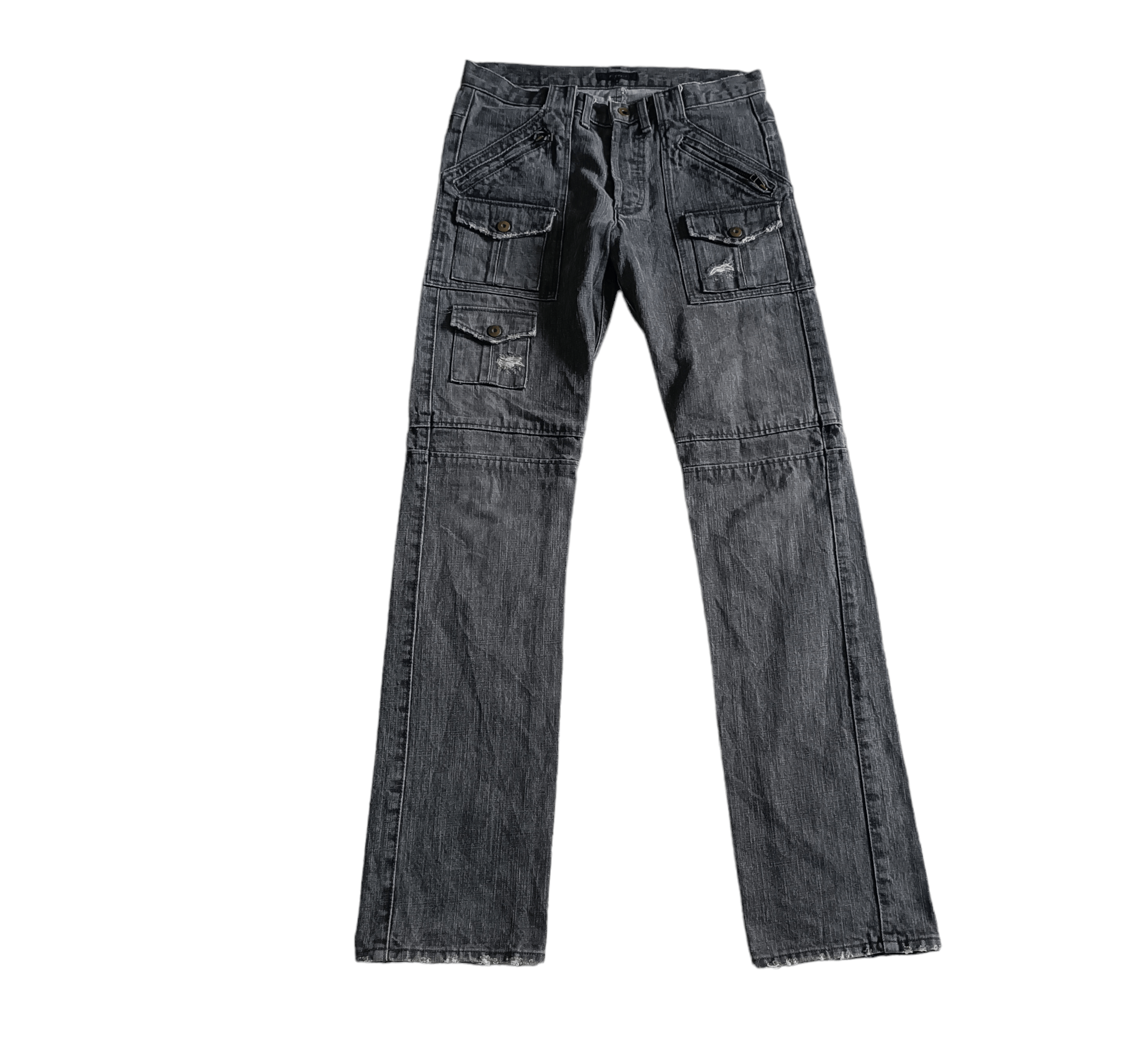 image of Iroquois Japan Multi Pocket Denim Bush Pants in Grey, Men's (Size 29)