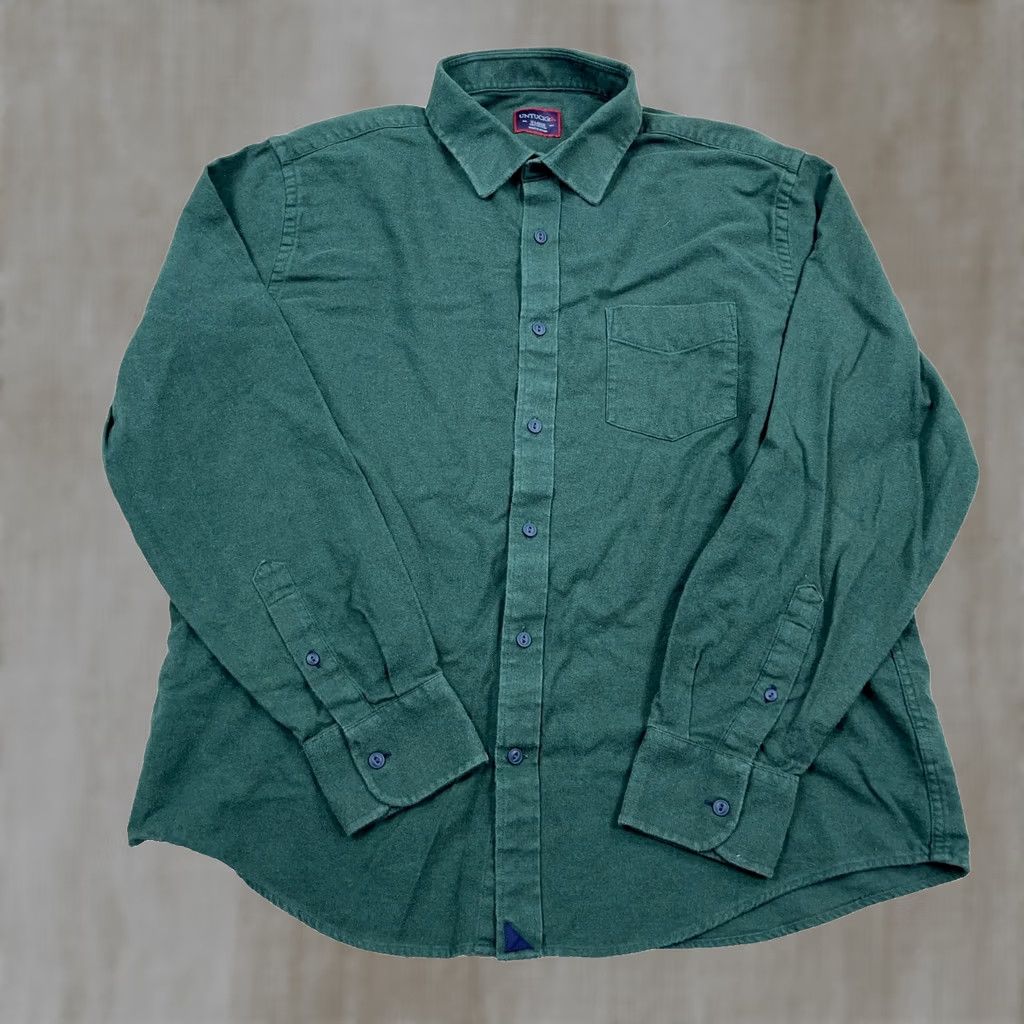 UNTUCKit UNTUCKit Shirt Men XL Green Flannel Button Up Solid Lightweight Dress Pocket Size 46R - 1 Thumbnail