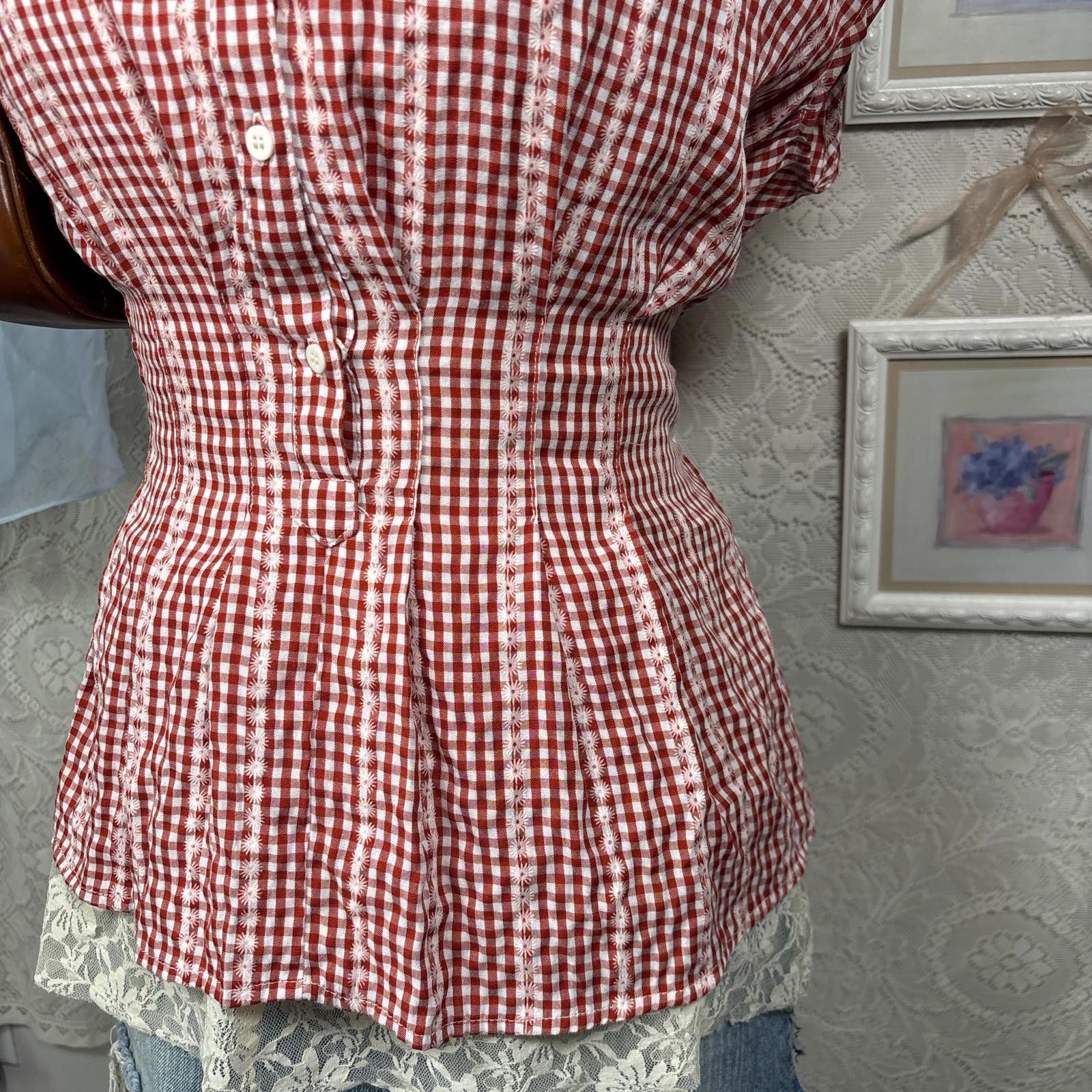 Other vintage cozy red gingham tie back blouse Size M / US 6-8 / IT 42-44 - 3 Thumbnail