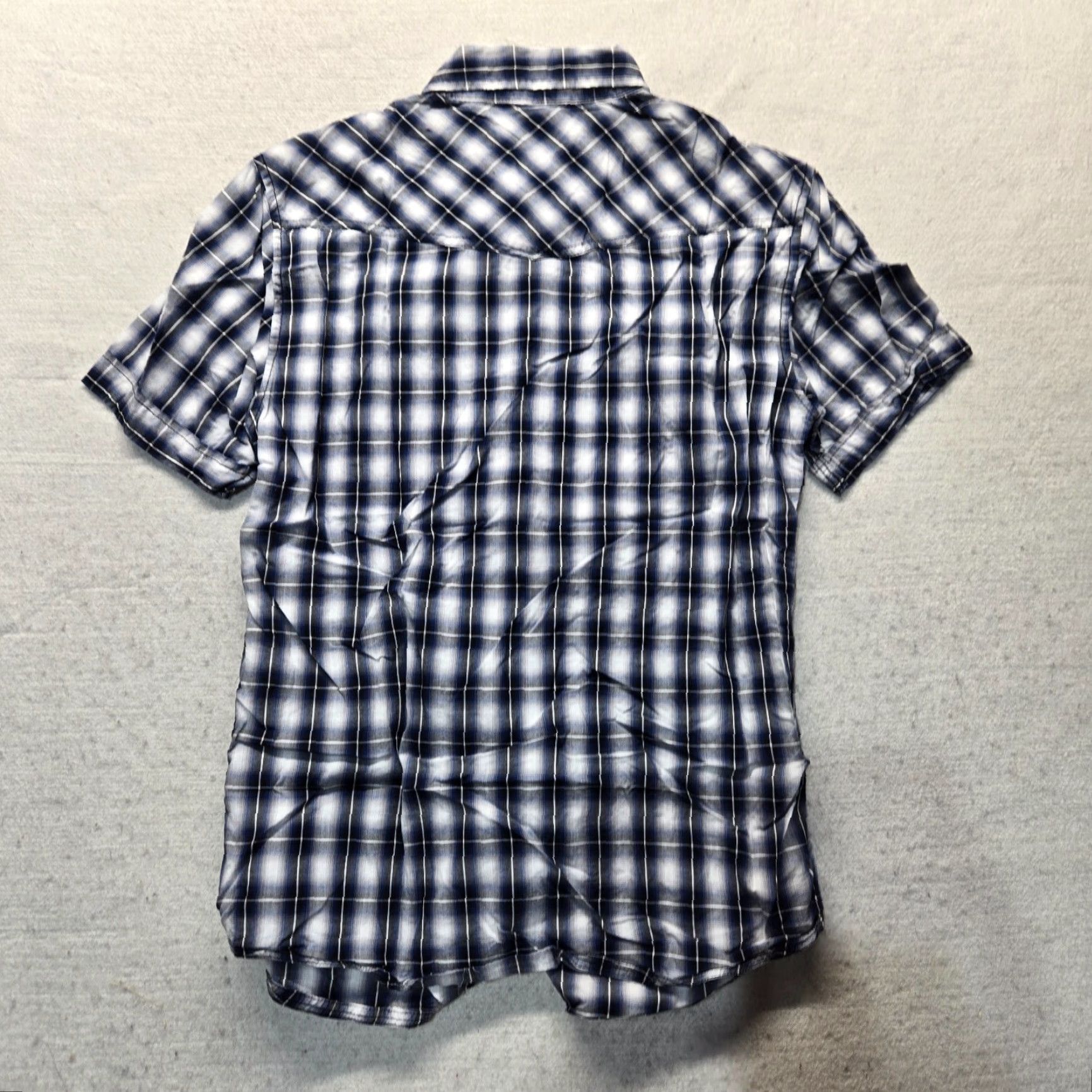 French Connection FRI French Connection Shirt Blue Plaid Short Sleeve Button-Up Pockets Men S Cotton Blend Classic Shirt Mens Small Blue Plaid 2020s Size US S / EU 44-46 / 1 - 5 Thumbnail