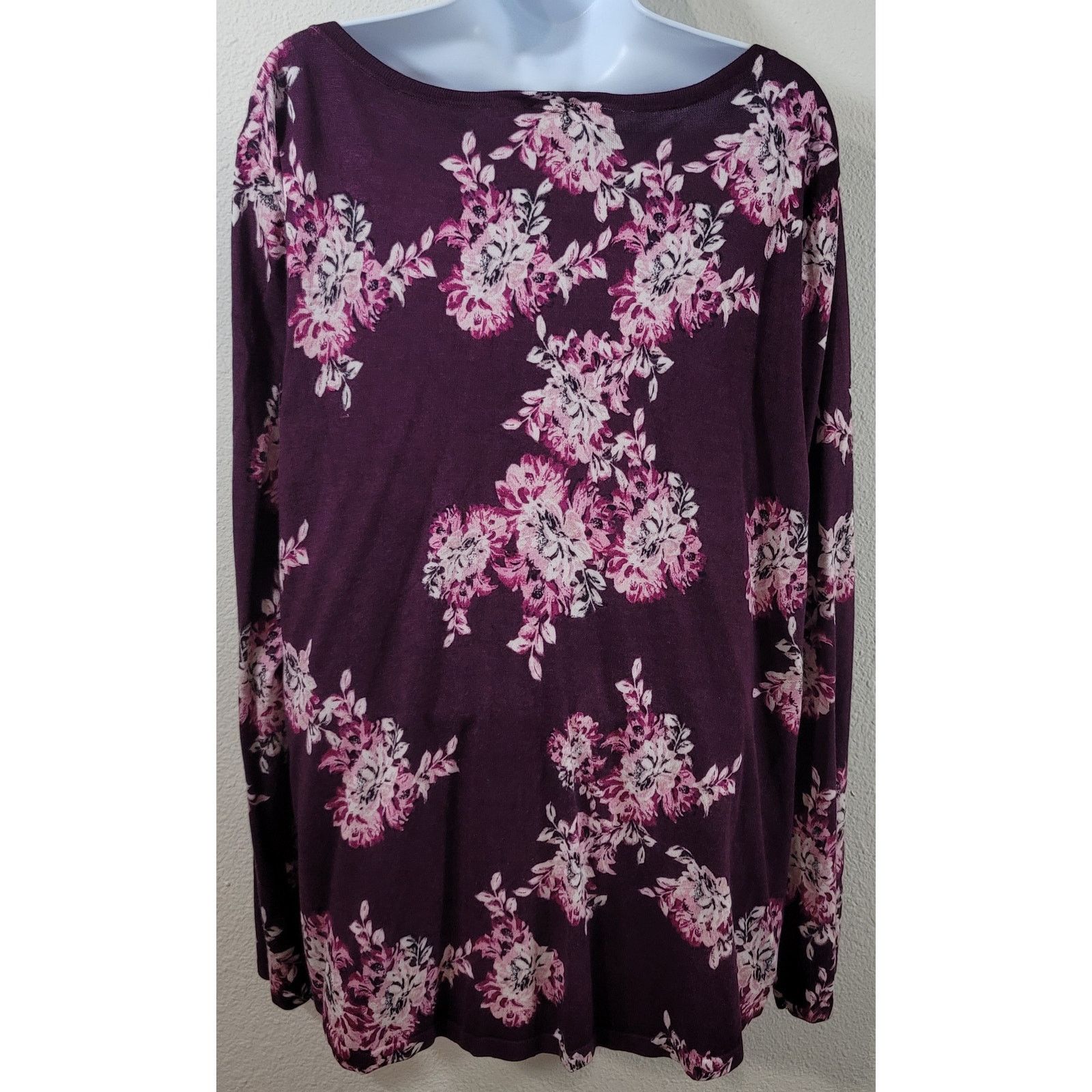 Other Chico's Burgundy Floral Print Round Neck Top 3 XL Stretchy Size XL / US 12-14 / IT 48-50 - 2 Thumbnail