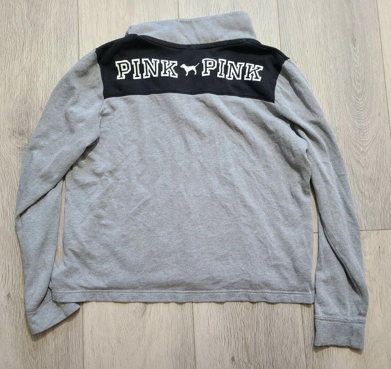 Pink Victoria Secret Pink Pullover Sweatshirt Grey Black V Neck Size M / US 6-8 / IT 42-44 - 2 Thumbnail