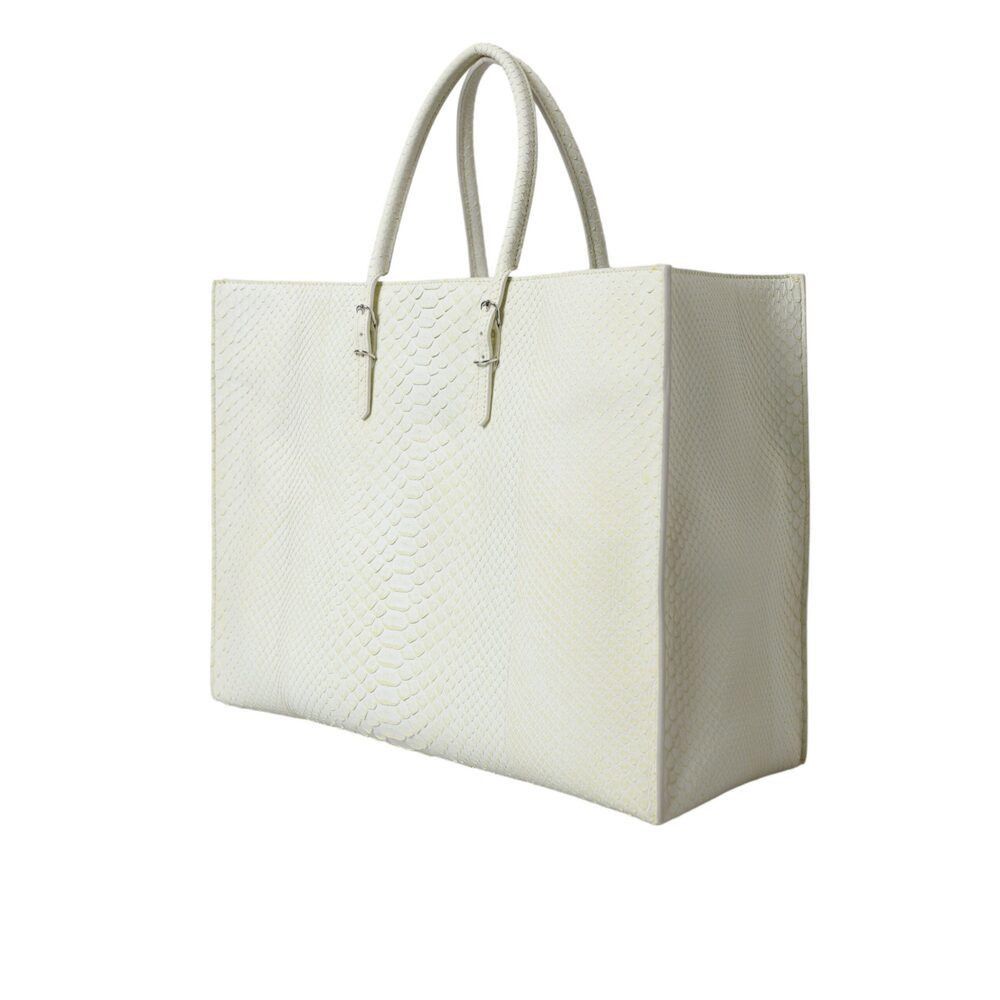 Balenciaga Balenciaga Chic Python Leather Tote in White & Yellow Size ONE SIZE - 3 Thumbnail