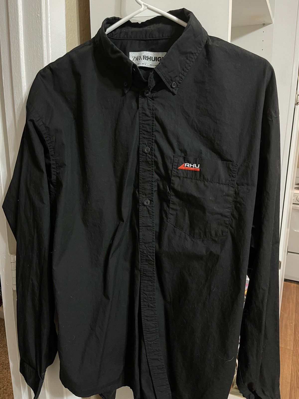 image of Rhuigi Button Up Large Rhude in Black, Men's