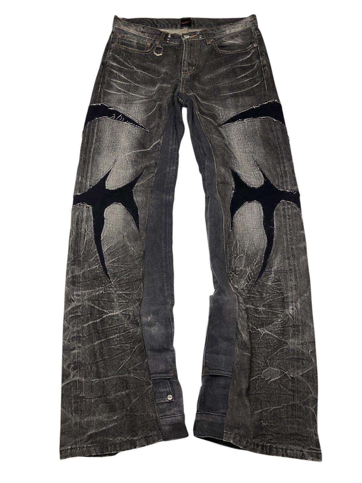 If Six Was Nine 2000's Jackrose Seawash Clawmark Tribal Flared Jeans Size US 30 / EU 46 - 1 Thumbnail