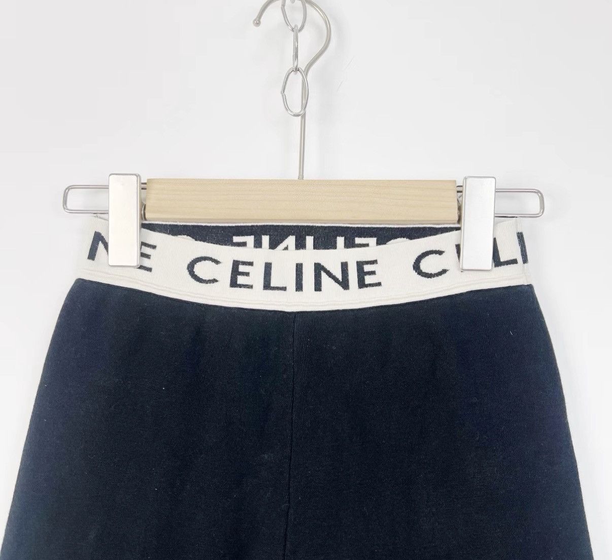 Celine Celine Black Waist Logo Printed Straight Leggings K12 Size 25" / US 0 / IT 36 - 3 Thumbnail